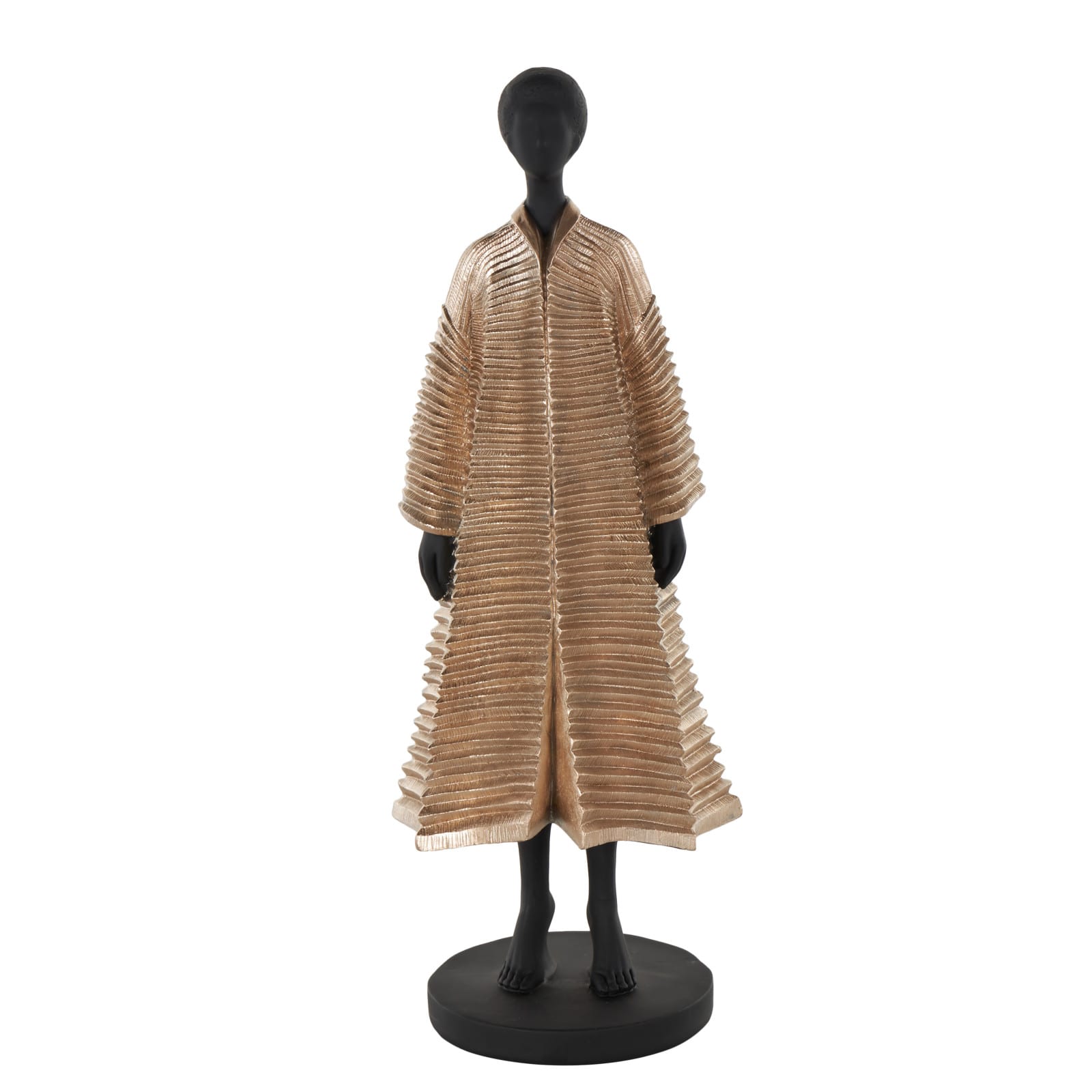 17.5" Black Decorative Sculpture with Ivory Attire