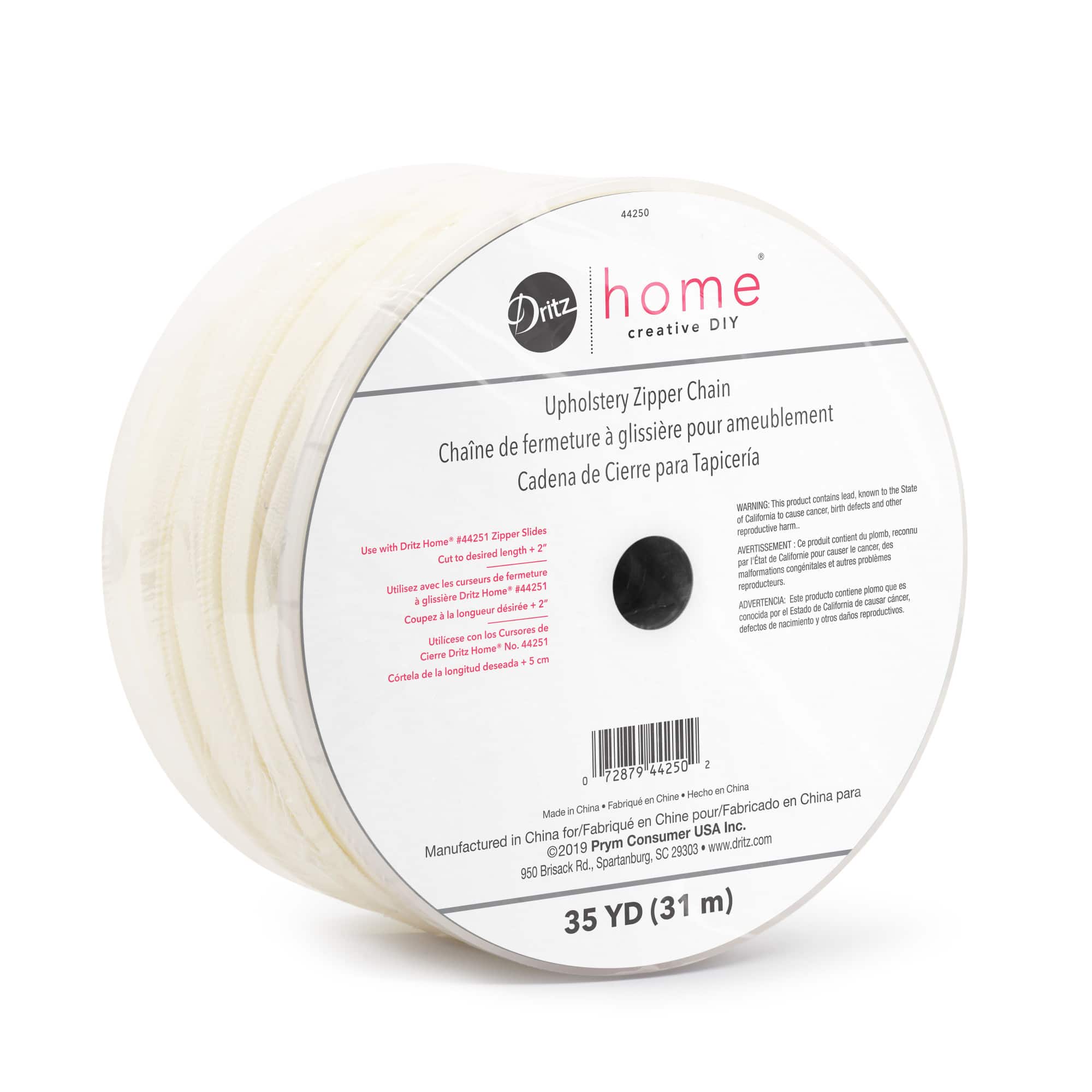 Dritz® Home Cream Nylon Upholstery Zipper Chain, 35yd.