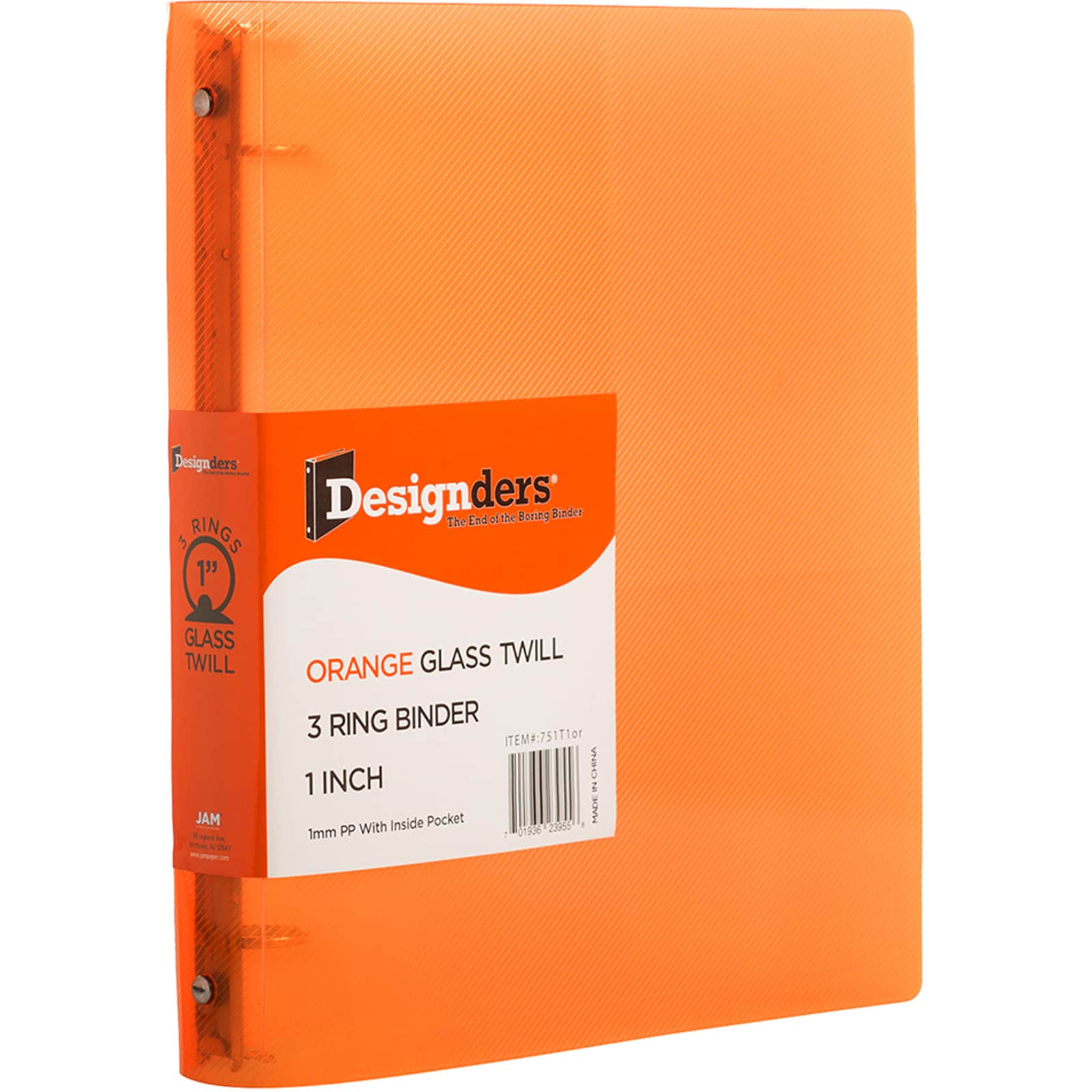 JAM Paper Designders® Plastic 1" 3 Metal Ring Binder with Inside Pocket