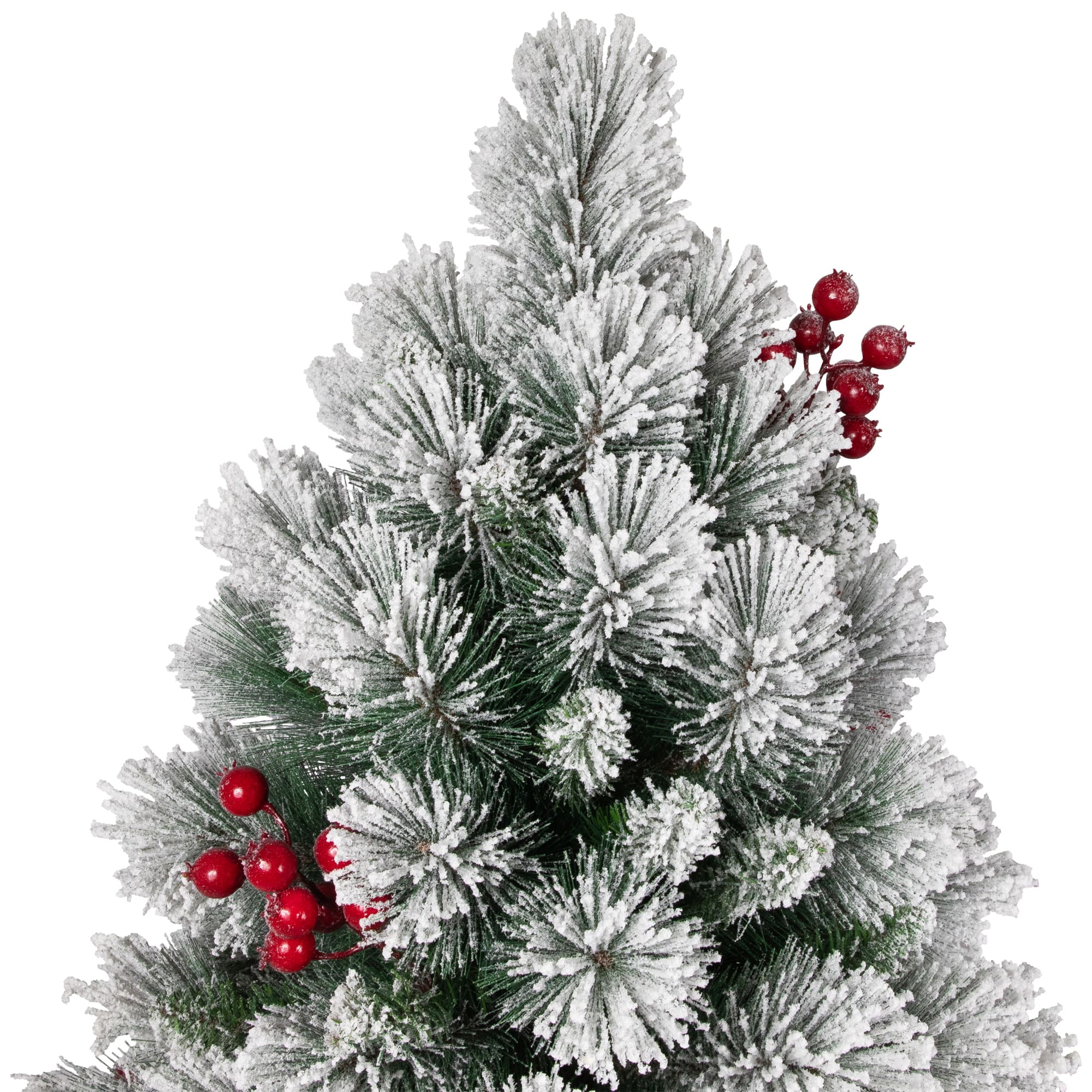 4.5ft. Unlit Flocked Fairfield Fir Full Artificial Christmas Tree with Red Berries