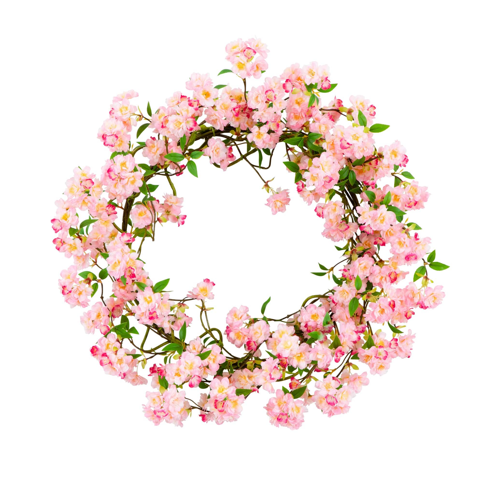 30" Artificial Pink Cherry Blossom Wreath