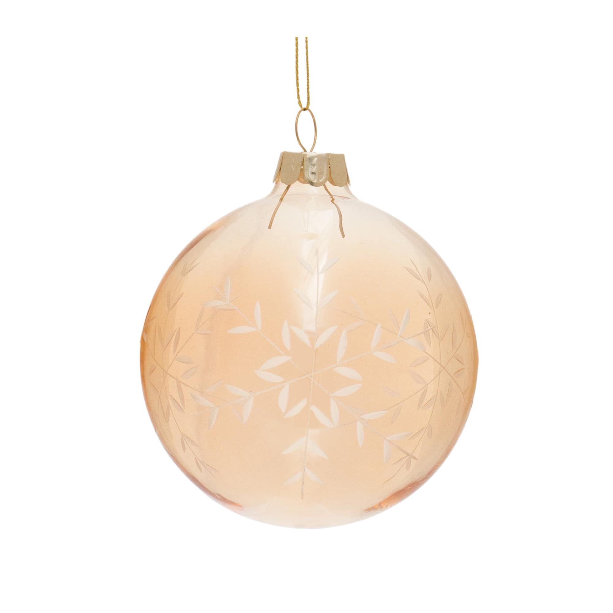 Gold Snowflake Etched Glass Ornament Set