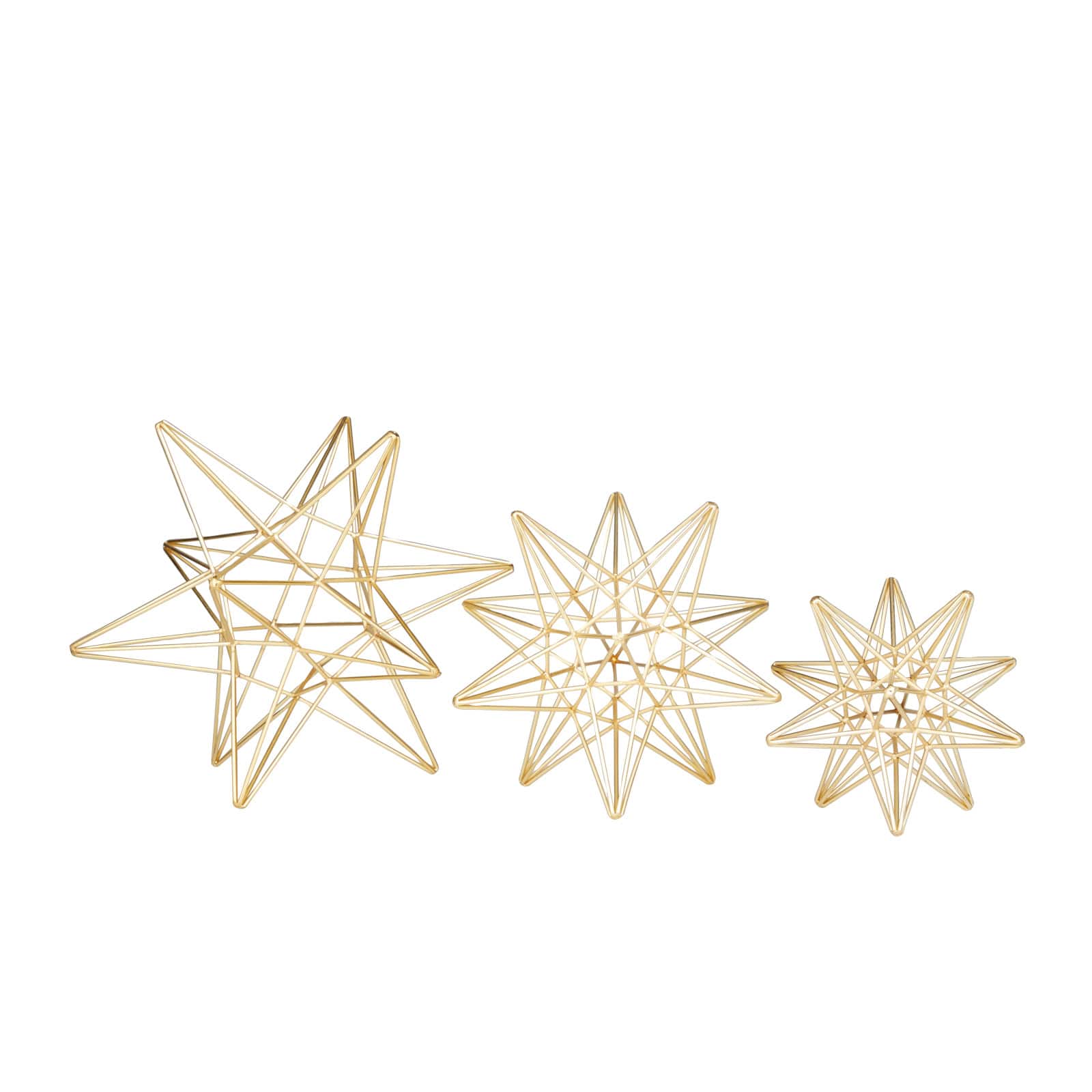 CosmoLiving by Cosmopolitan Set of 3 Gold Iron Glam Sculpture, 12" x 13" x 14"