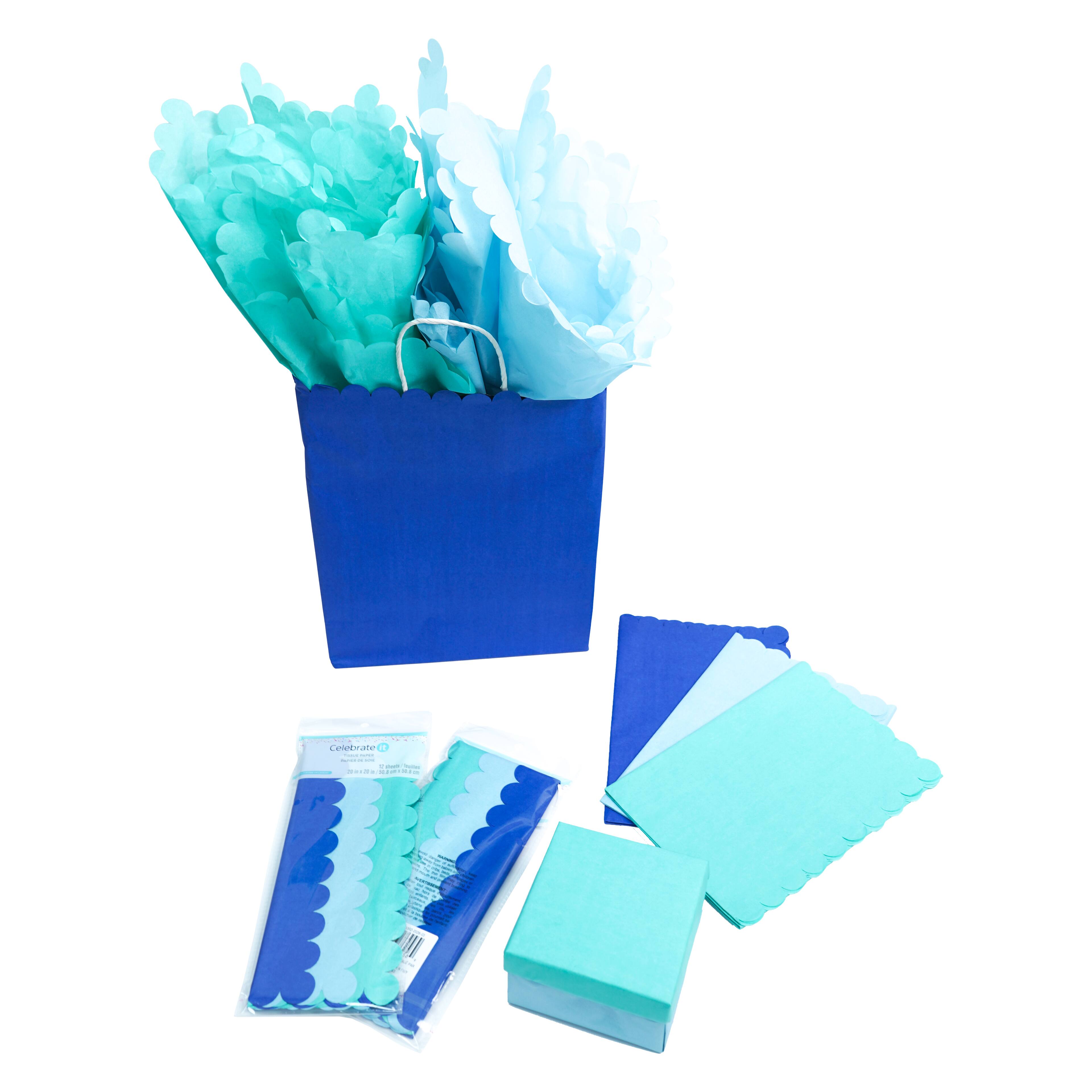 Blue Mix Scalloped Tissue Paper Sheets, 12ct. by Celebrate It™