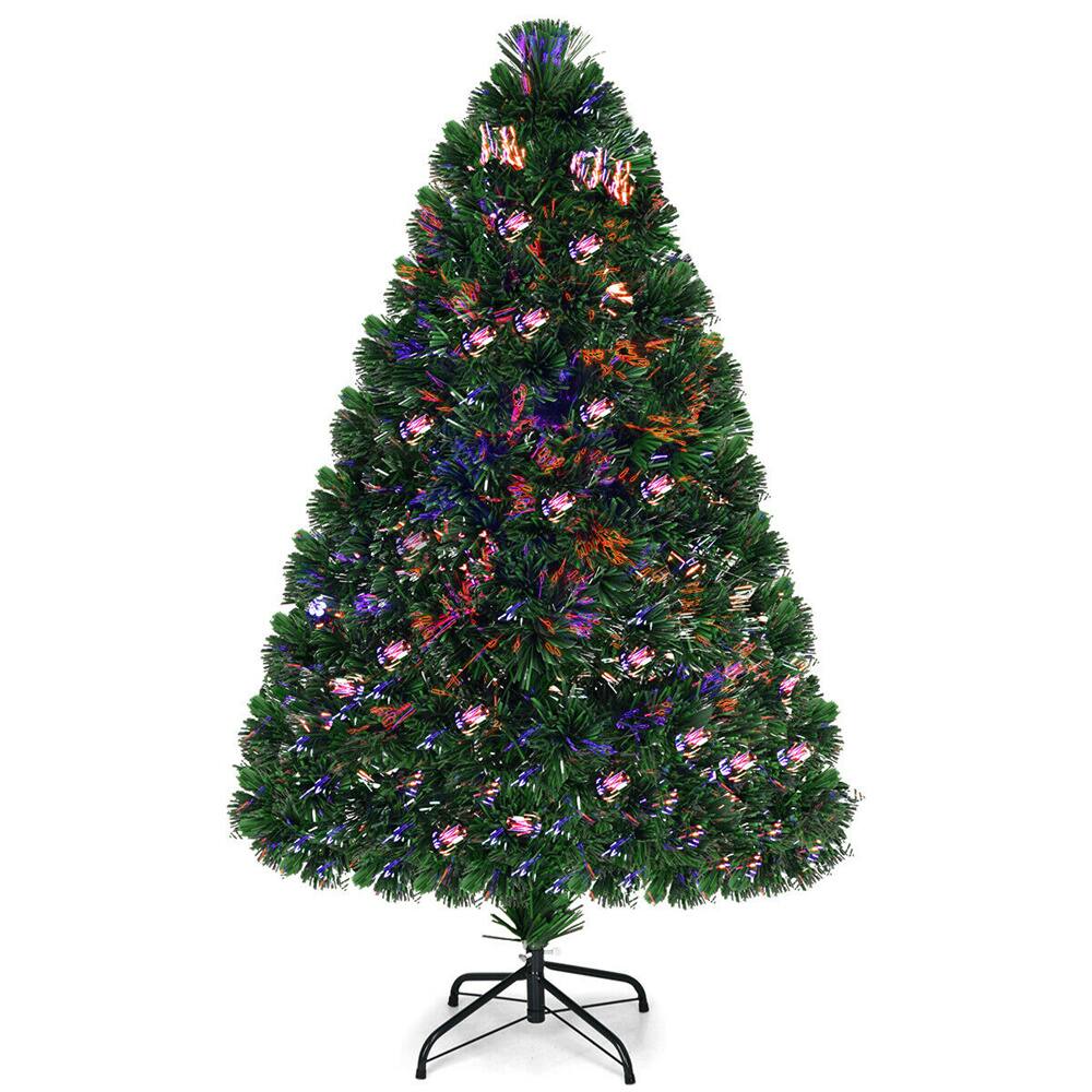 Costway 4ft. Pre-Lit Fiber Optic Artificial Christmas Tree, Multicolor LED Lights