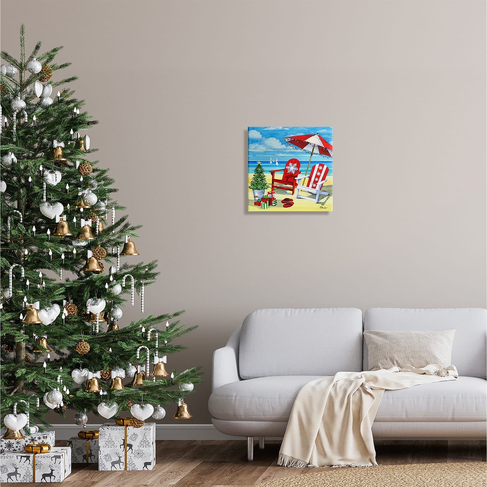 Stupell Industries Christmas Coastal Scene Canvas Wall Art