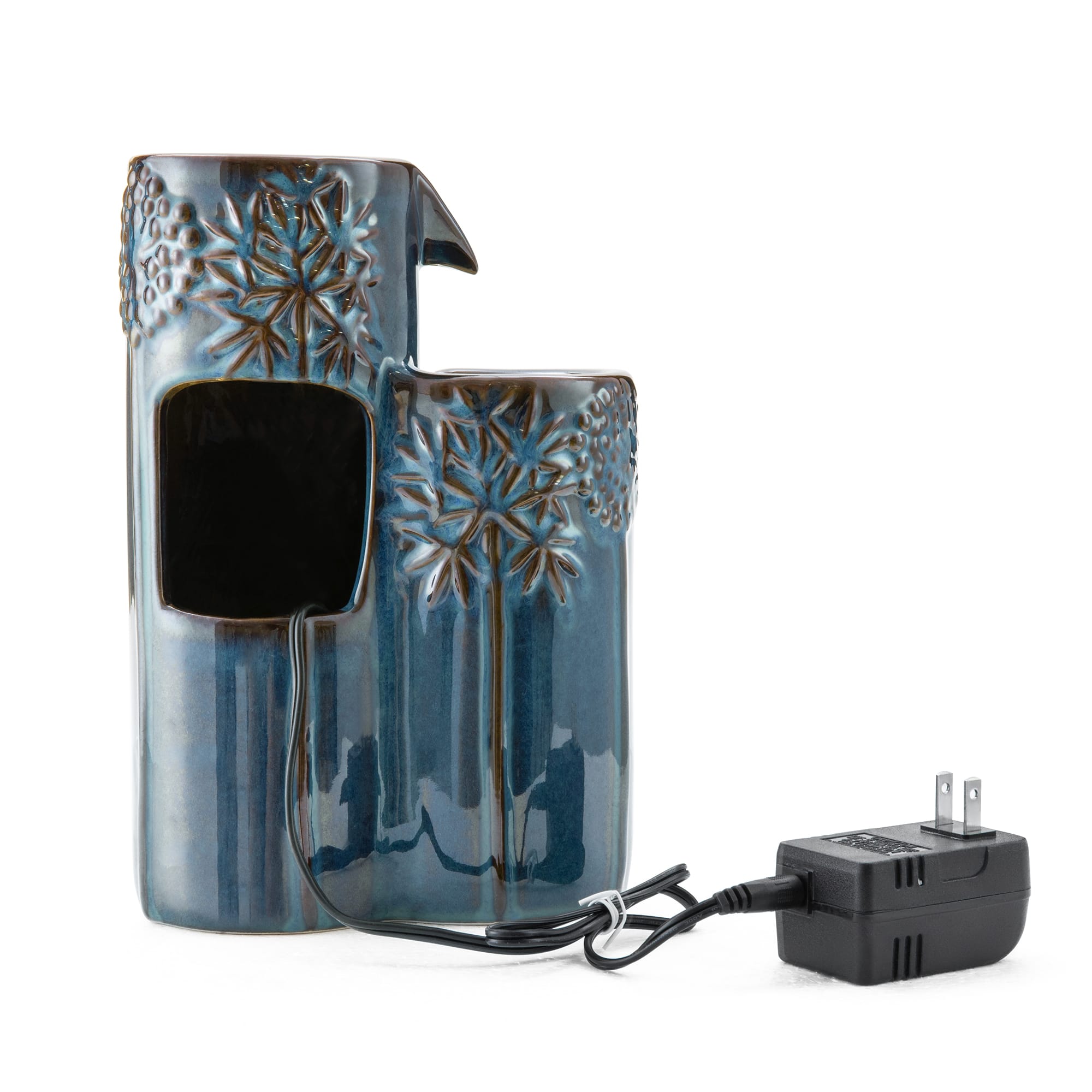 Glitzhome® 10" LED 3-Tier Turquoise Tabletop Fountain with Pump