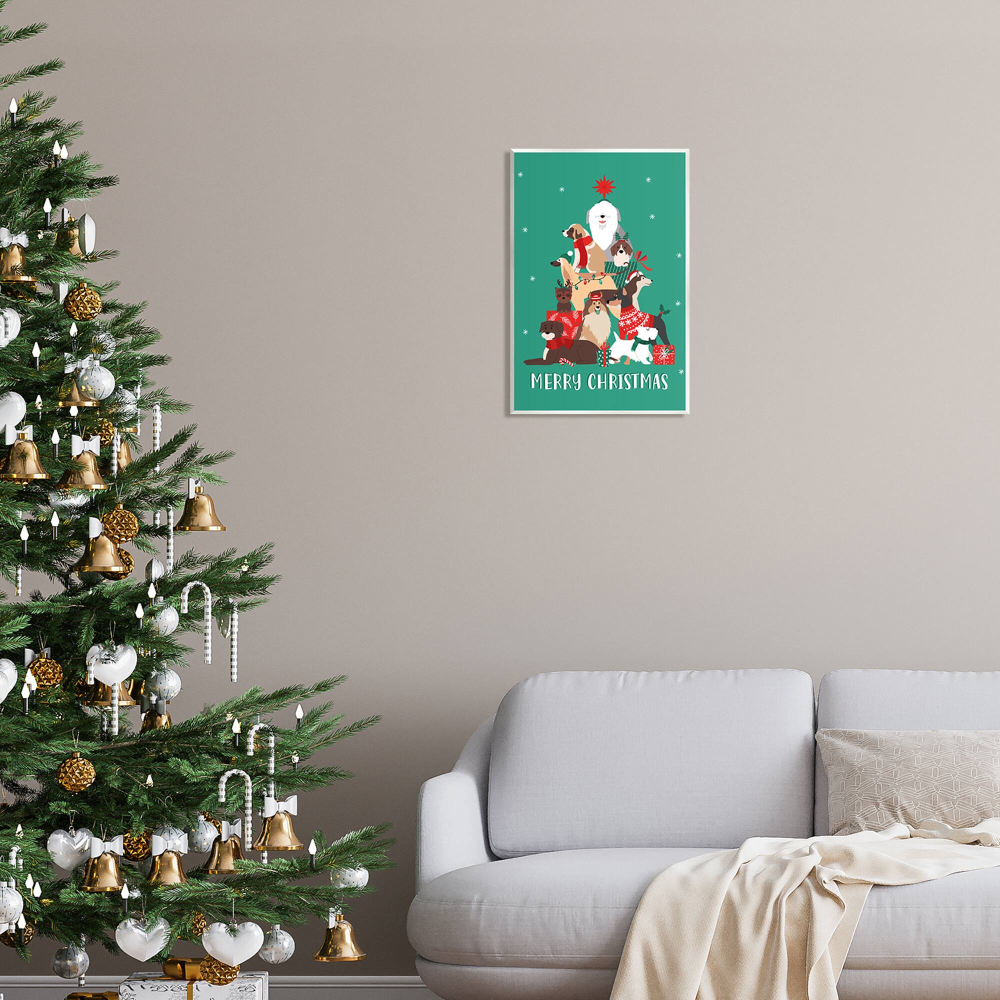 Stupell Industries Merry Christmas Happy Dog Gifts Wall Plaque Art
