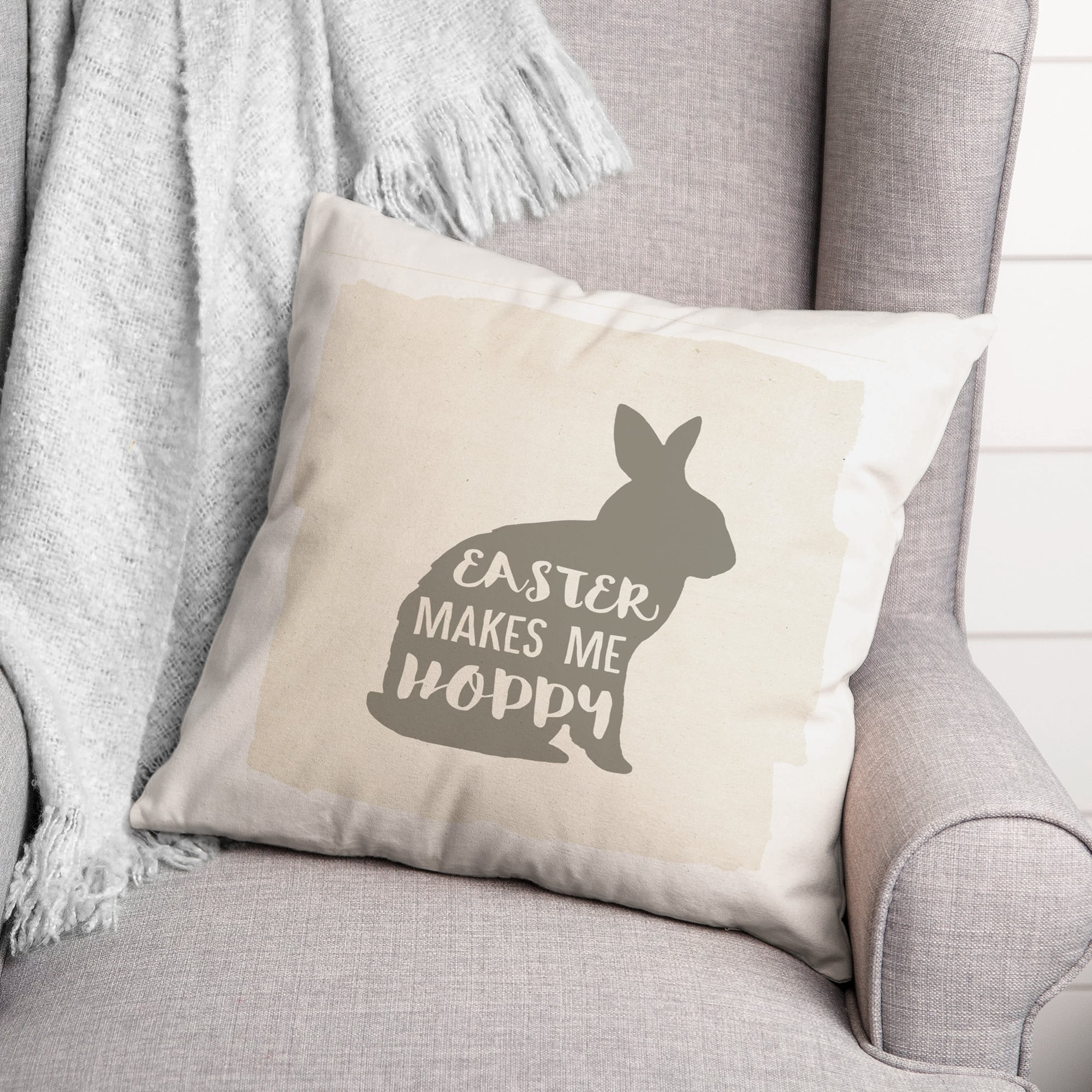 Easter Makes Me Hoppy Pillow 2 18" x 18" Throw Pillow