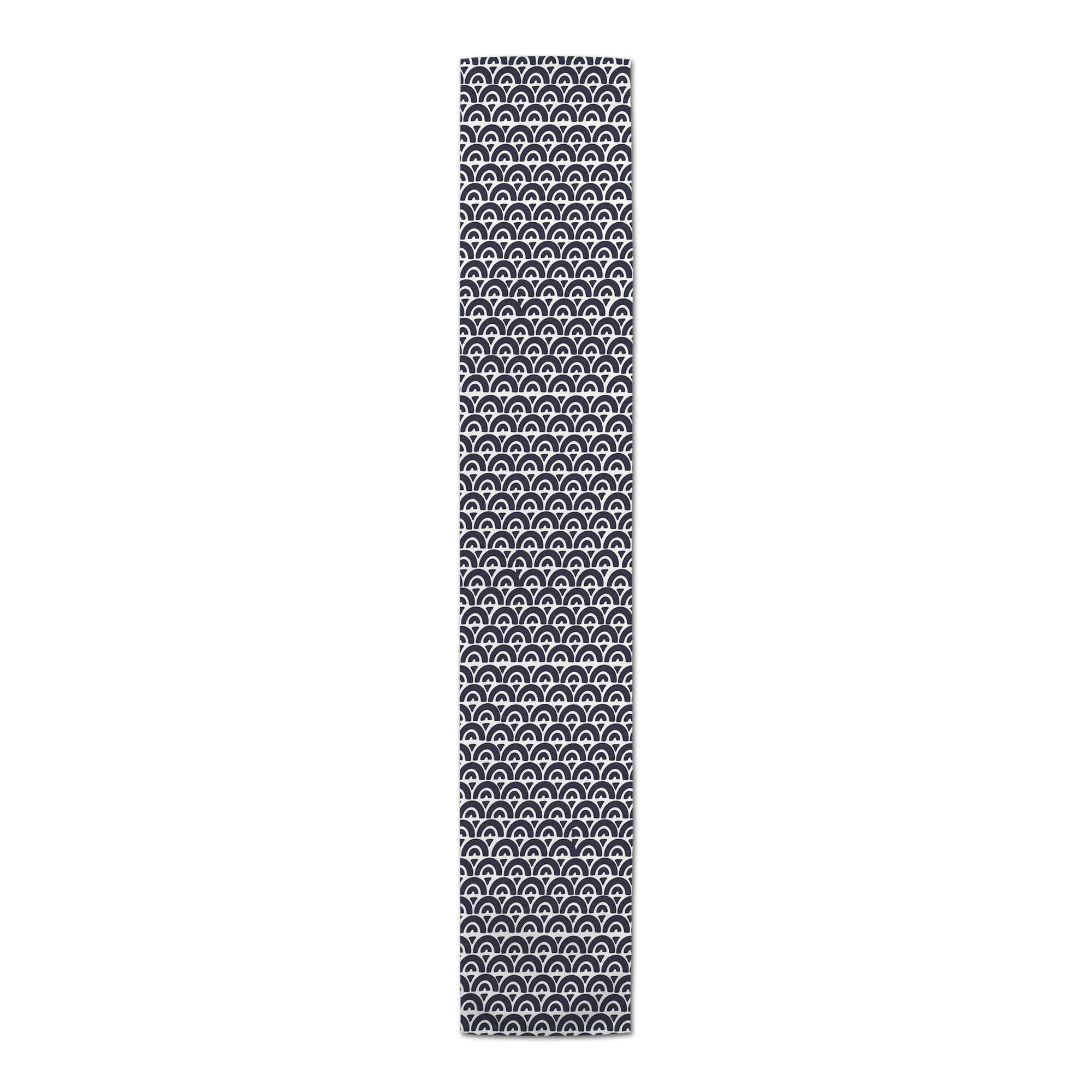Navy Wavy Arch 16" x 90" Cotton Twill Runner