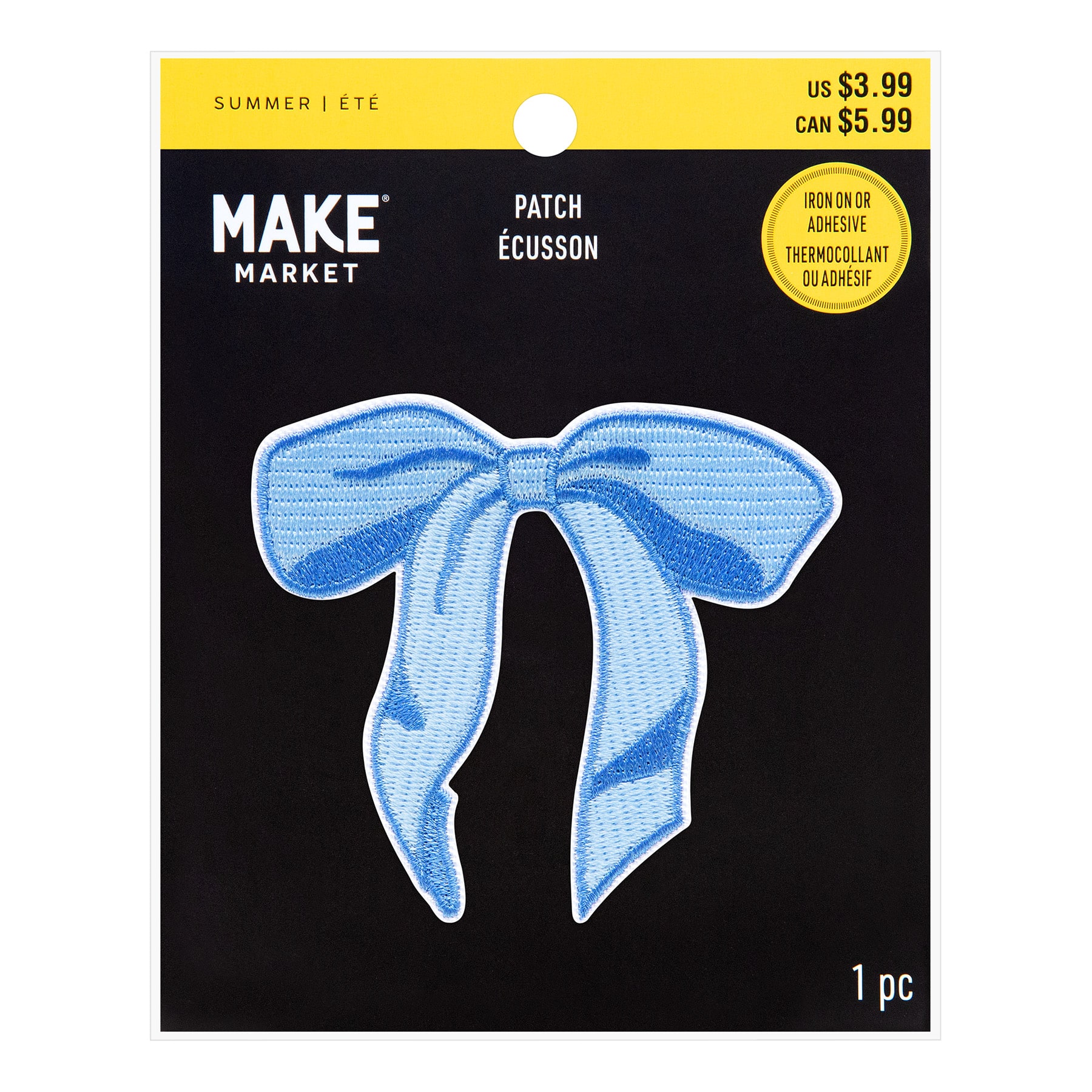 Summer Blue Bow Iron-On & Adhesive Embroidered Patch by Make Market®