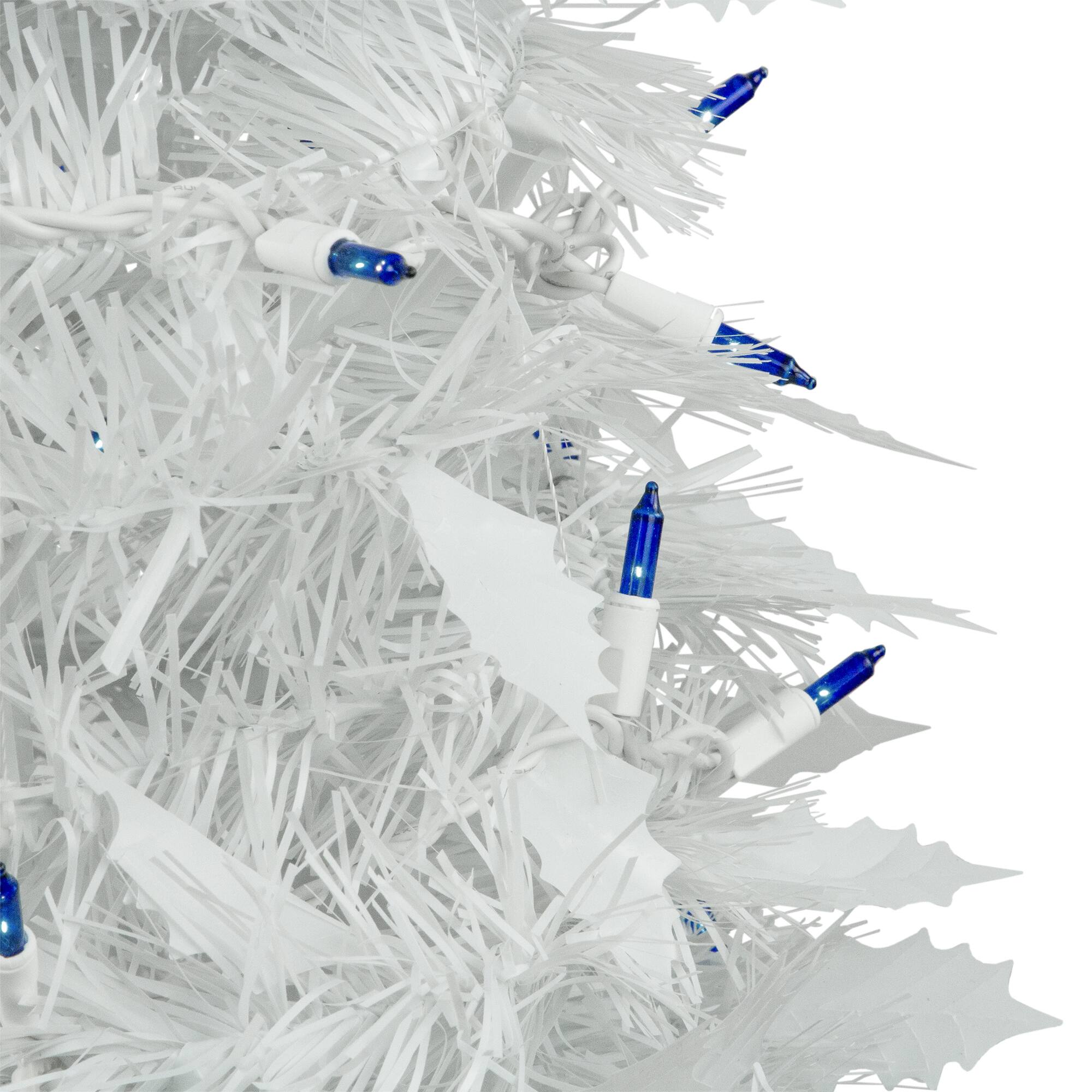 4ft. Pre-Lit White Tinsel Pop-Up Artificial Christmas Tree, Blue Lights