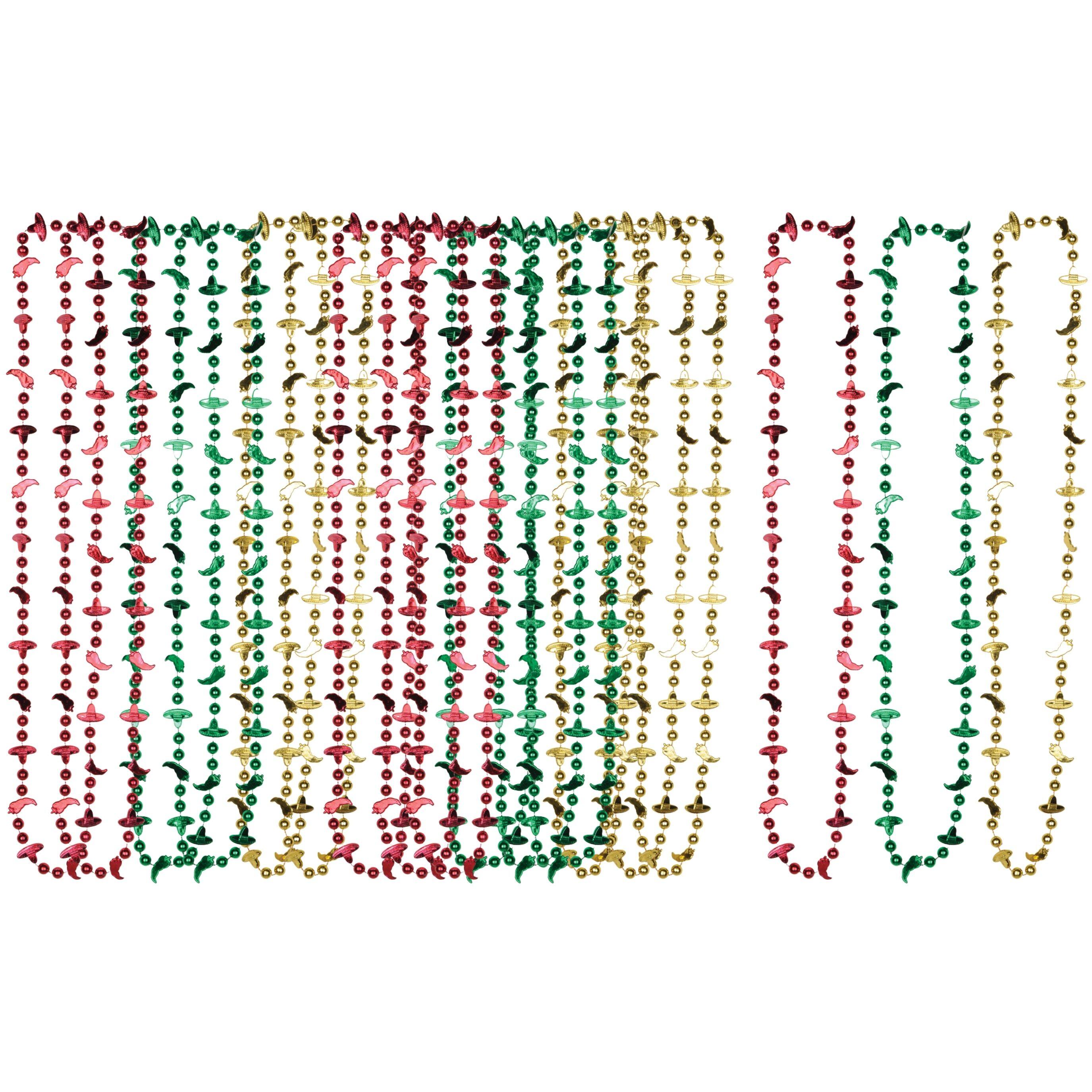 Beistle 33" Red, Green & Gold Fiesta Beads, 18ct.