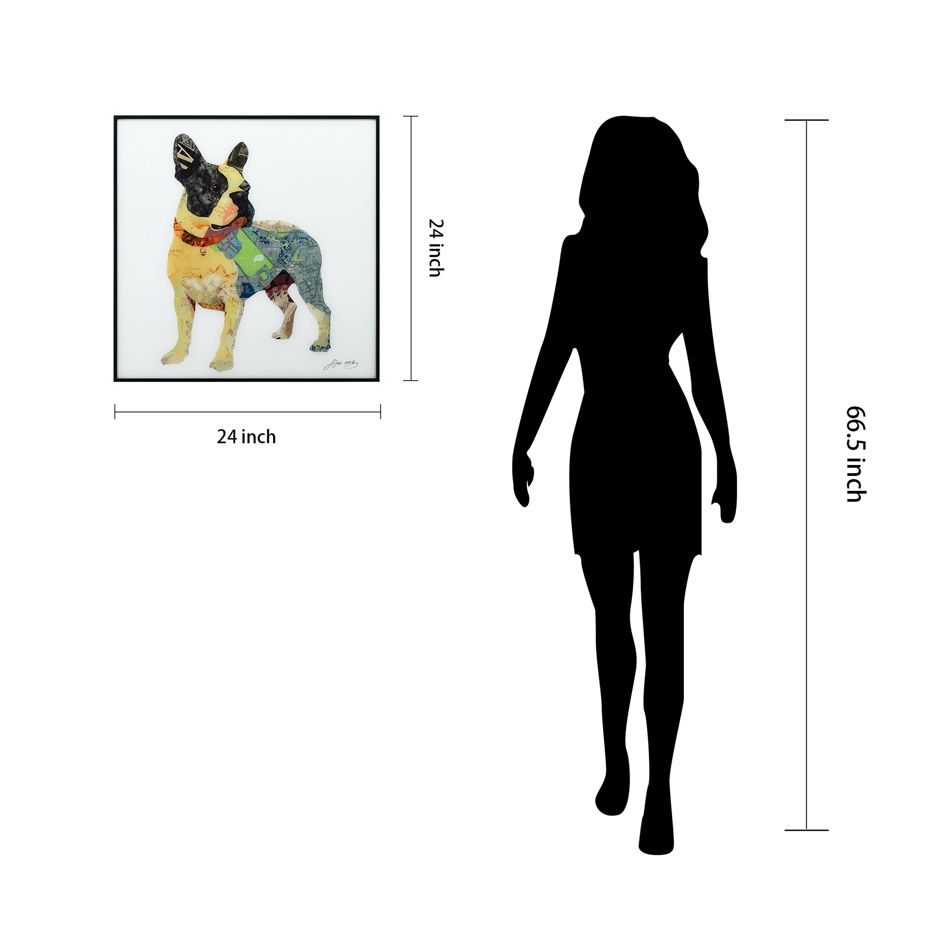 Empire Art Direct 24" x 24" Boston Terrier Reverse Printed Glass Encased Framed Wall Art