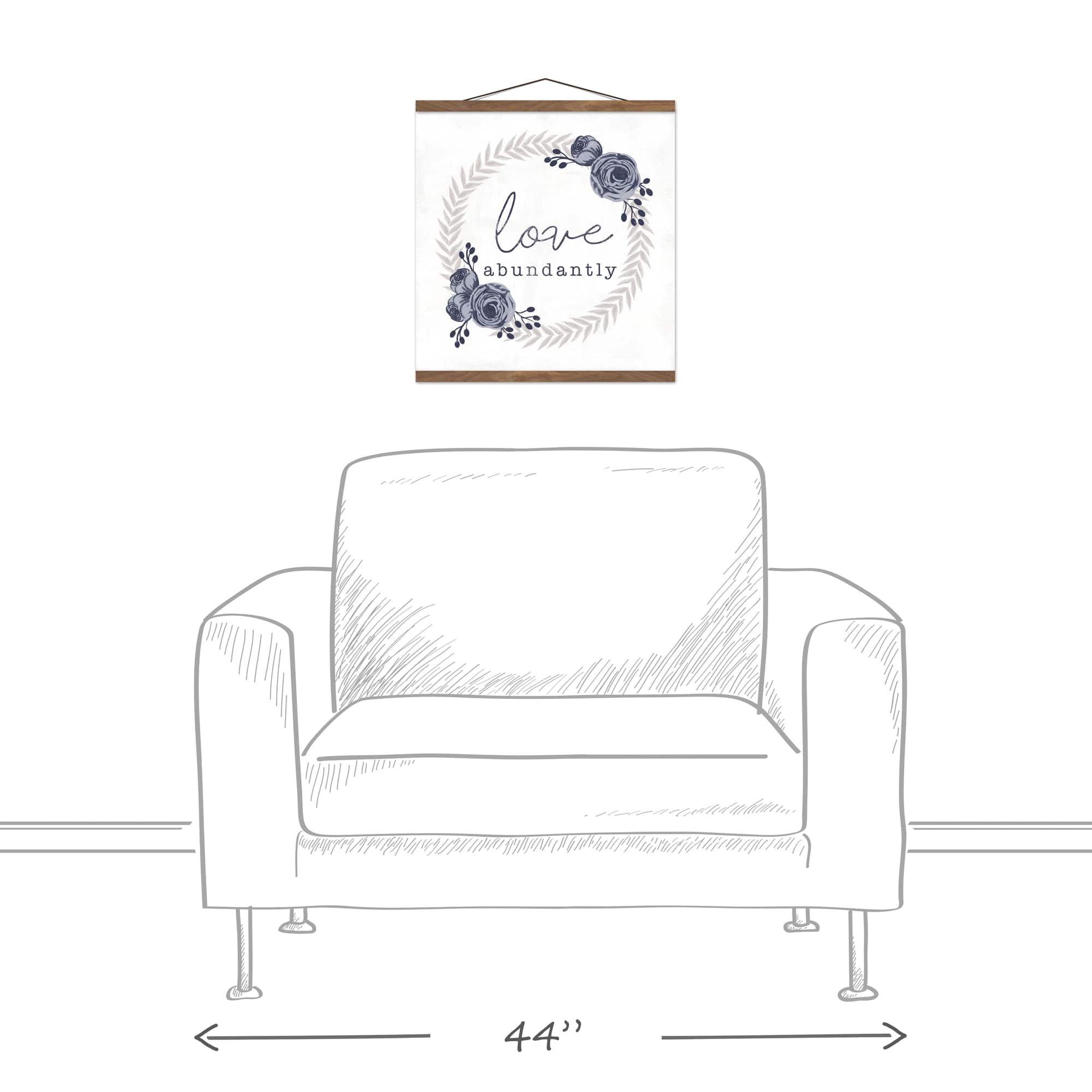 Love Abundtantly Wreath 16" x 16" Teak Hanging Canvas