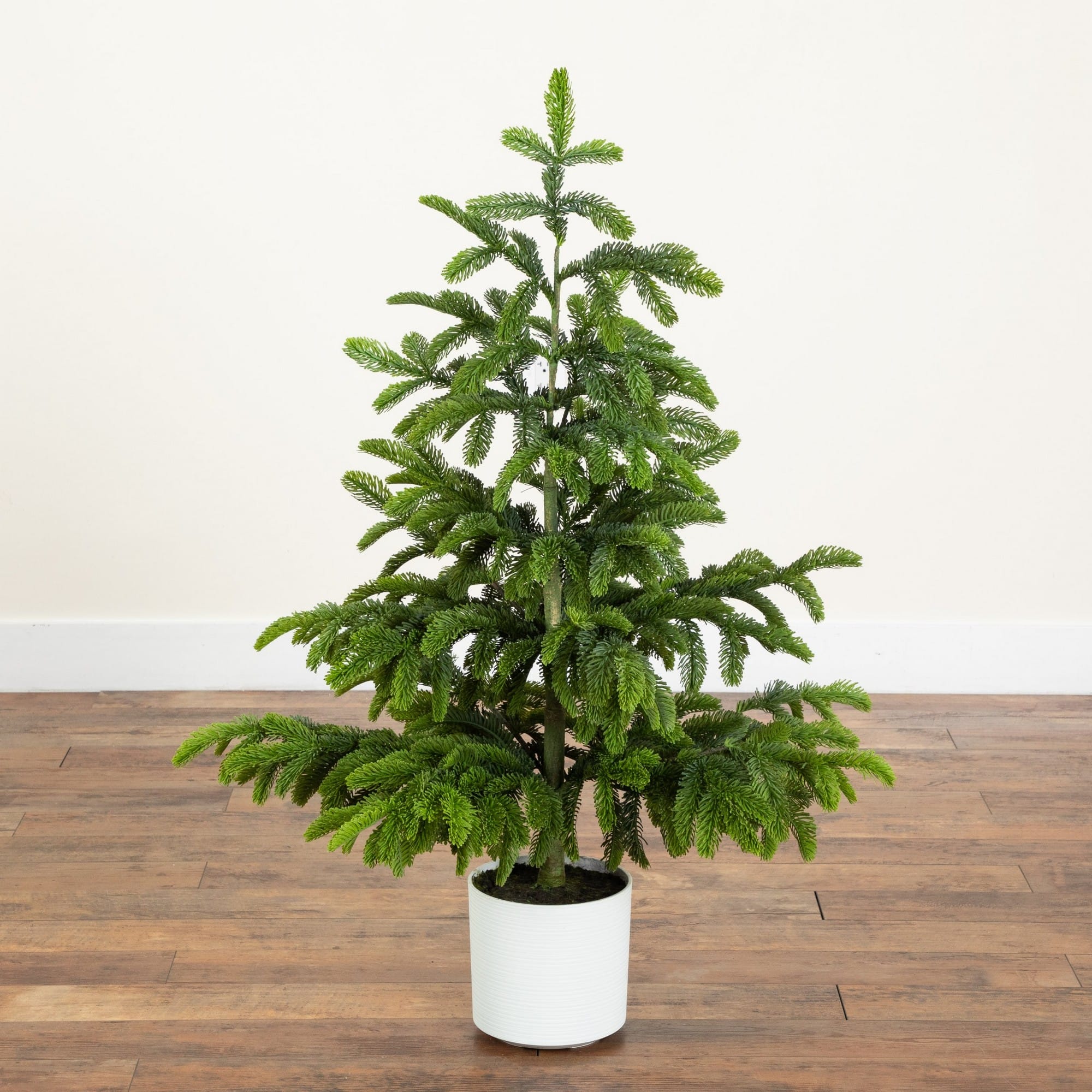 Nearly Natural 4ft. Unlit Artificial Real Touch Fir Christmas Tree in White Decorative Planter