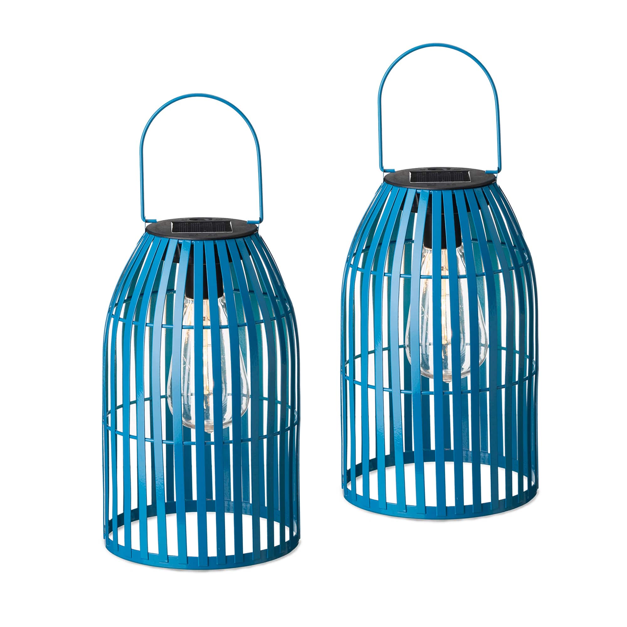 Glitzhome® 9.75" Metal Woven Solar Powered Hanging Lantern, 2ct.