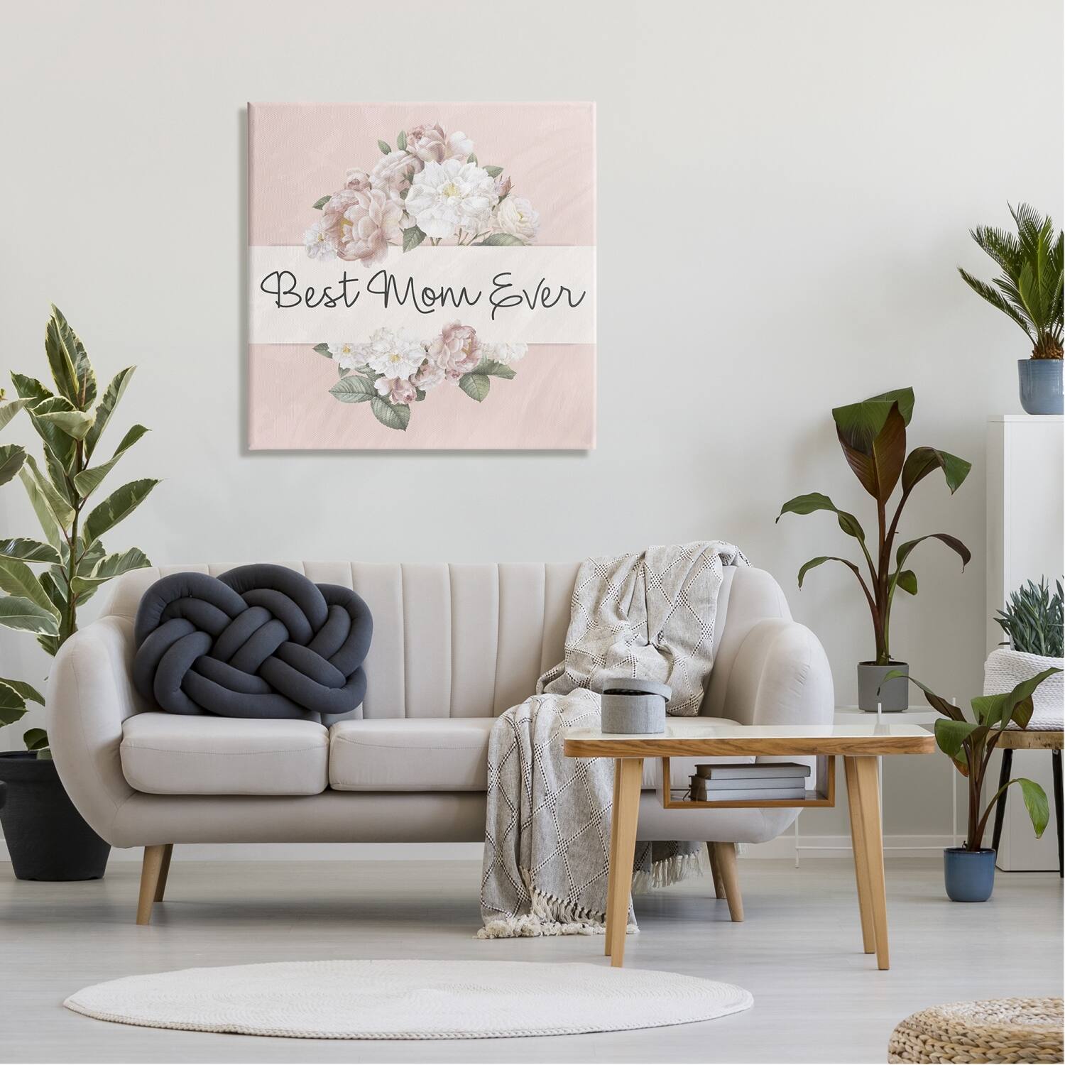 Stupell Industries Best Mom Ever Delicate Flower Bouquet Text Quote Canvas Wall Art