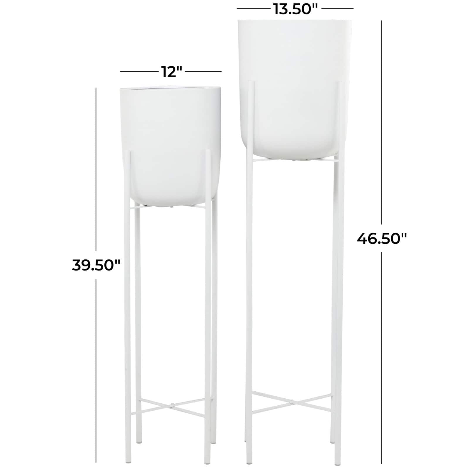 CosmoLiving by Cosmopolitan White Metal Planter with Removable Stand Set, 47" & 40"