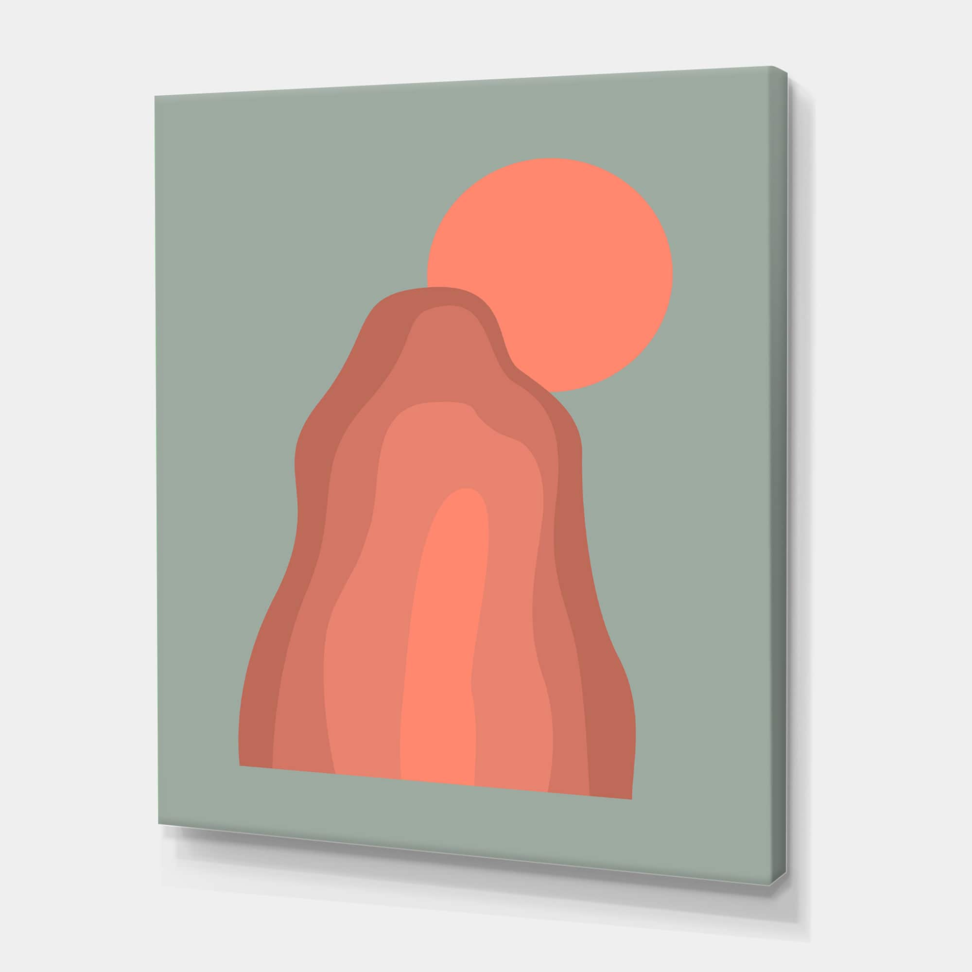 Designart - Pink Sunset Mountain Landscape - Modern Canvas Wall Art Print