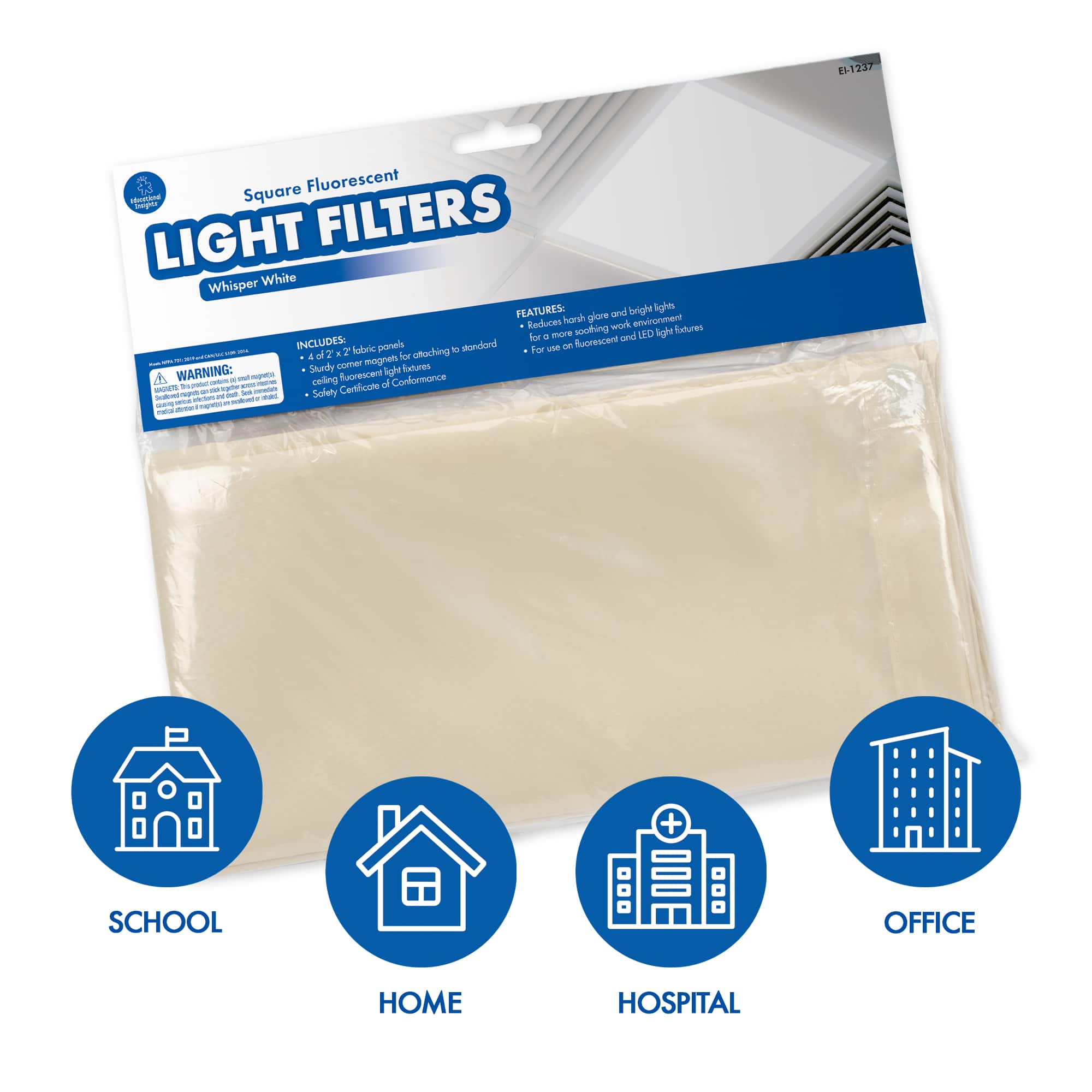 Educational Insights Whisper White Square Fluorescent Light Filters