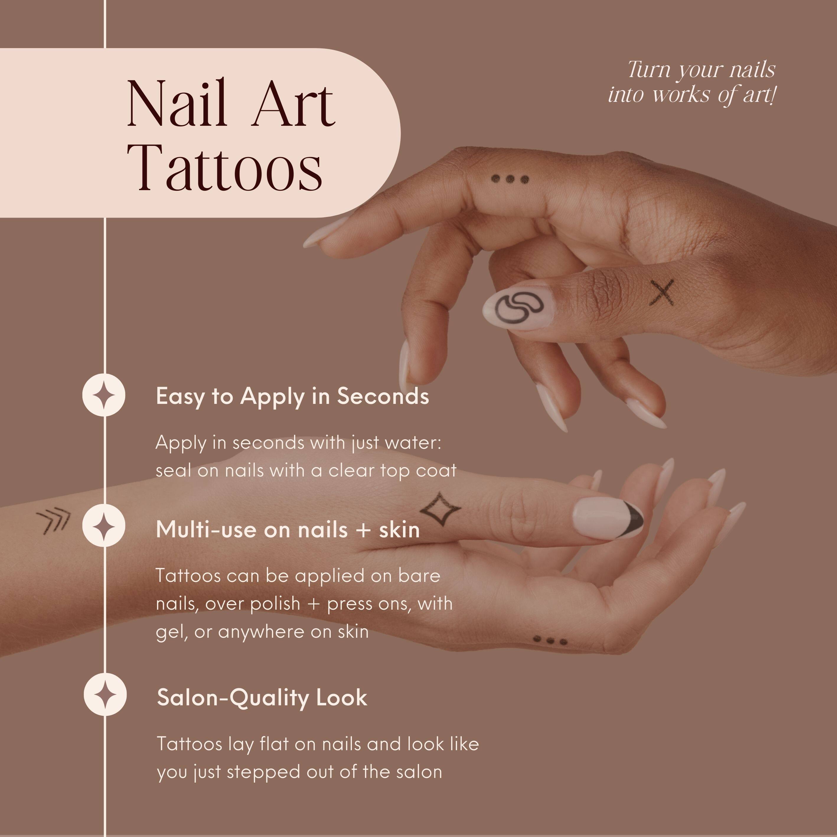 Inked by Dani B&W Nail Pack Hand Drawn Temporary Nail Art Tattoos