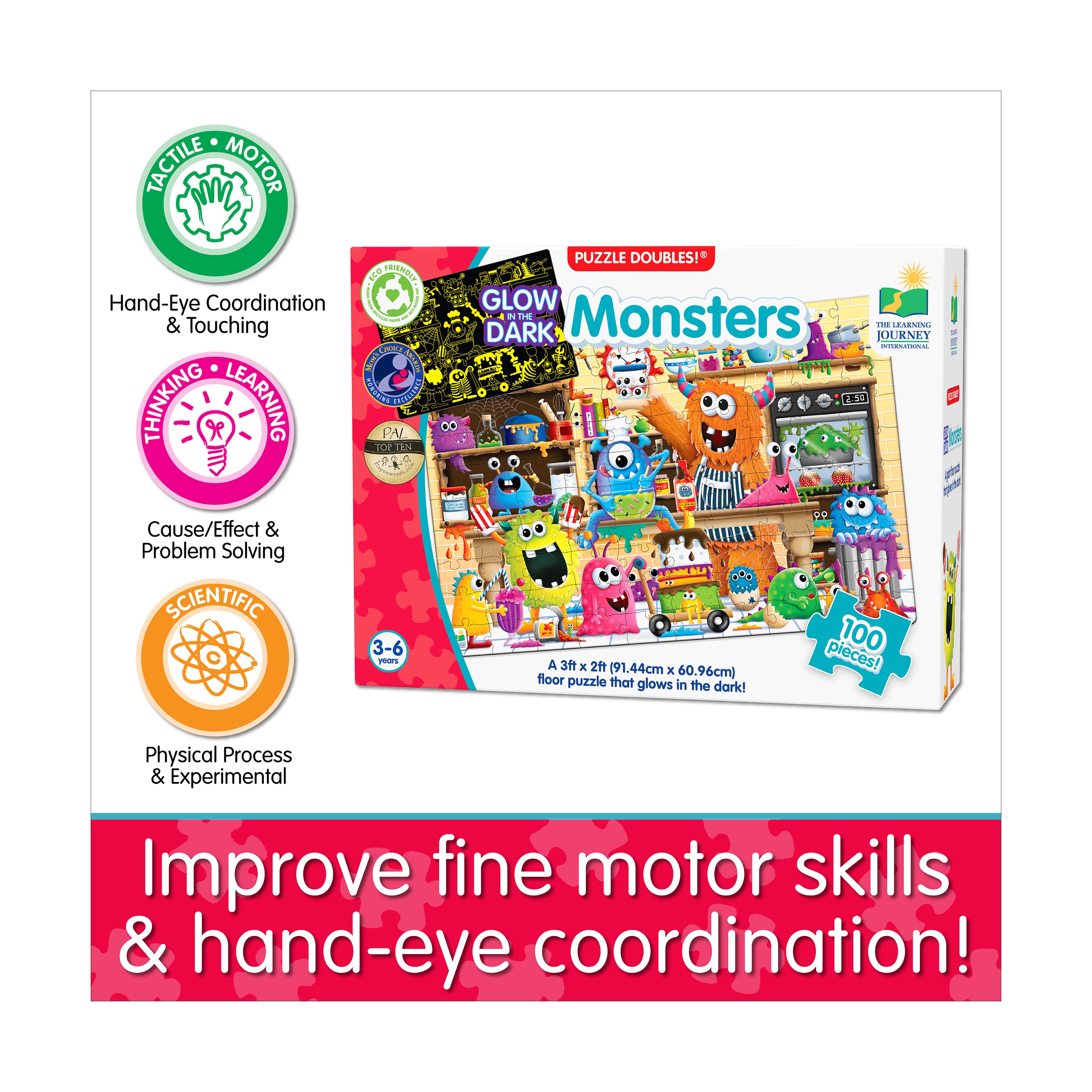 Puzzle Doubles! - Glow in the Dark Monsters: 100 Pcs