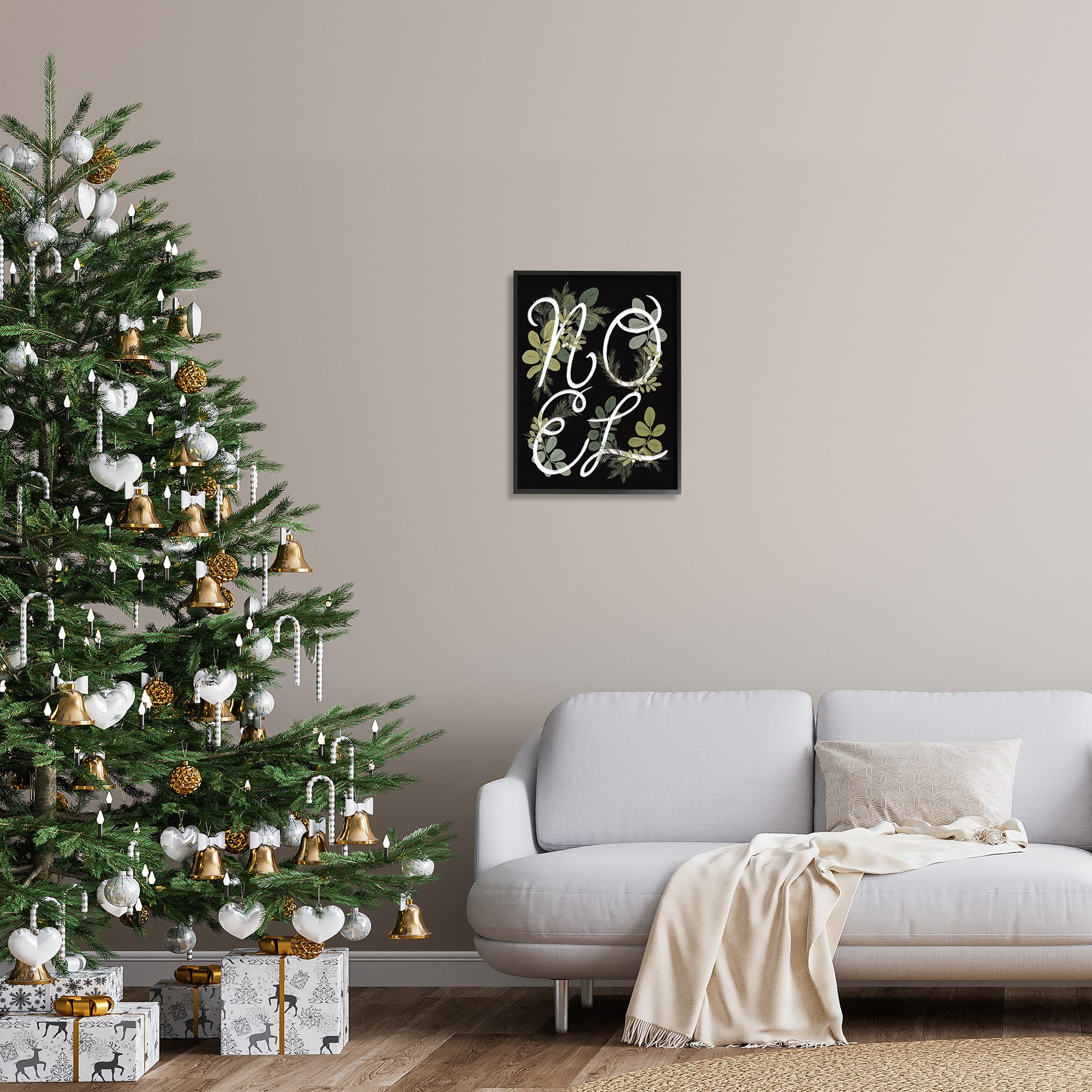 Stupell Industries Noel Intertwined Botanical Leaves Framed Giclee Art