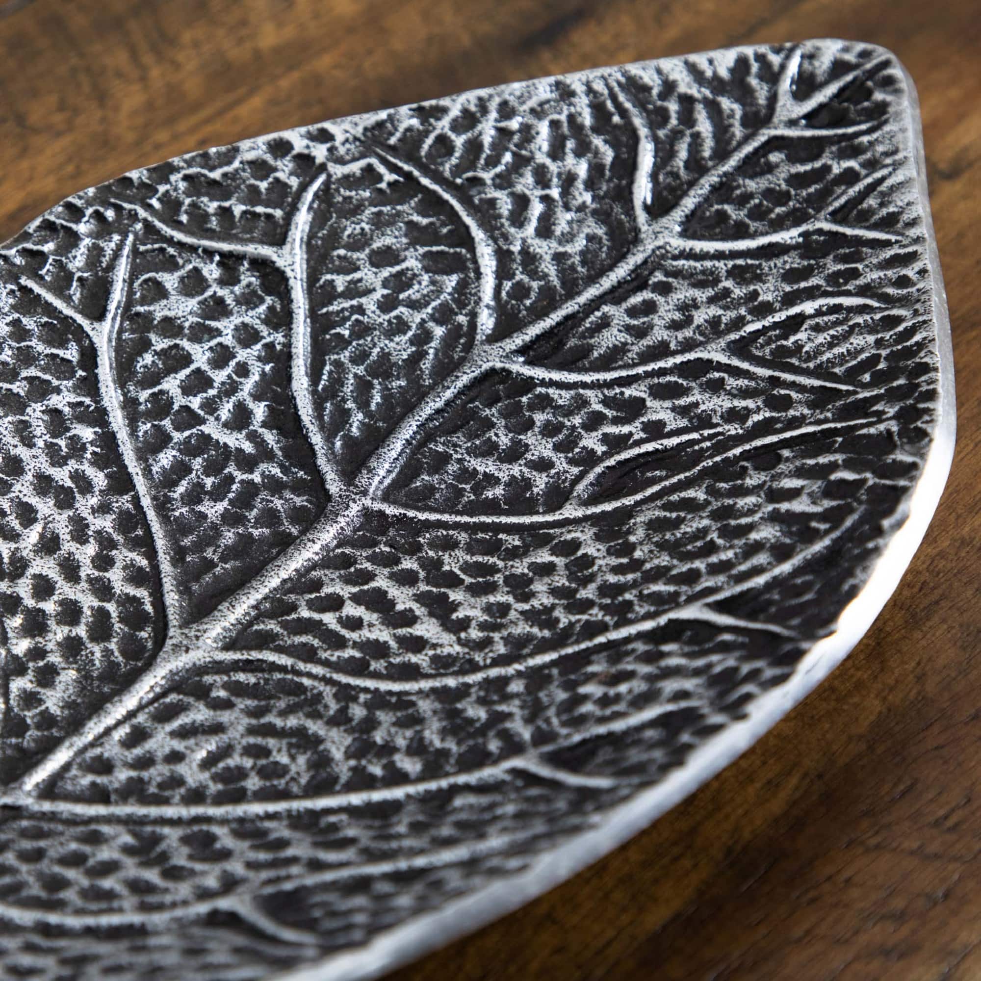 16" Antique Leaf Decorative Accent Tray