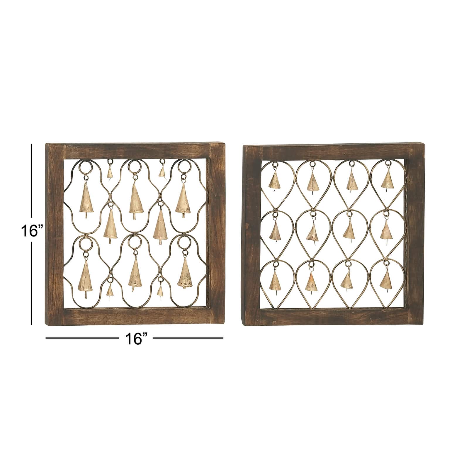 16" Brown Mango Wood Farmhouse Wall Decor, 2ct.