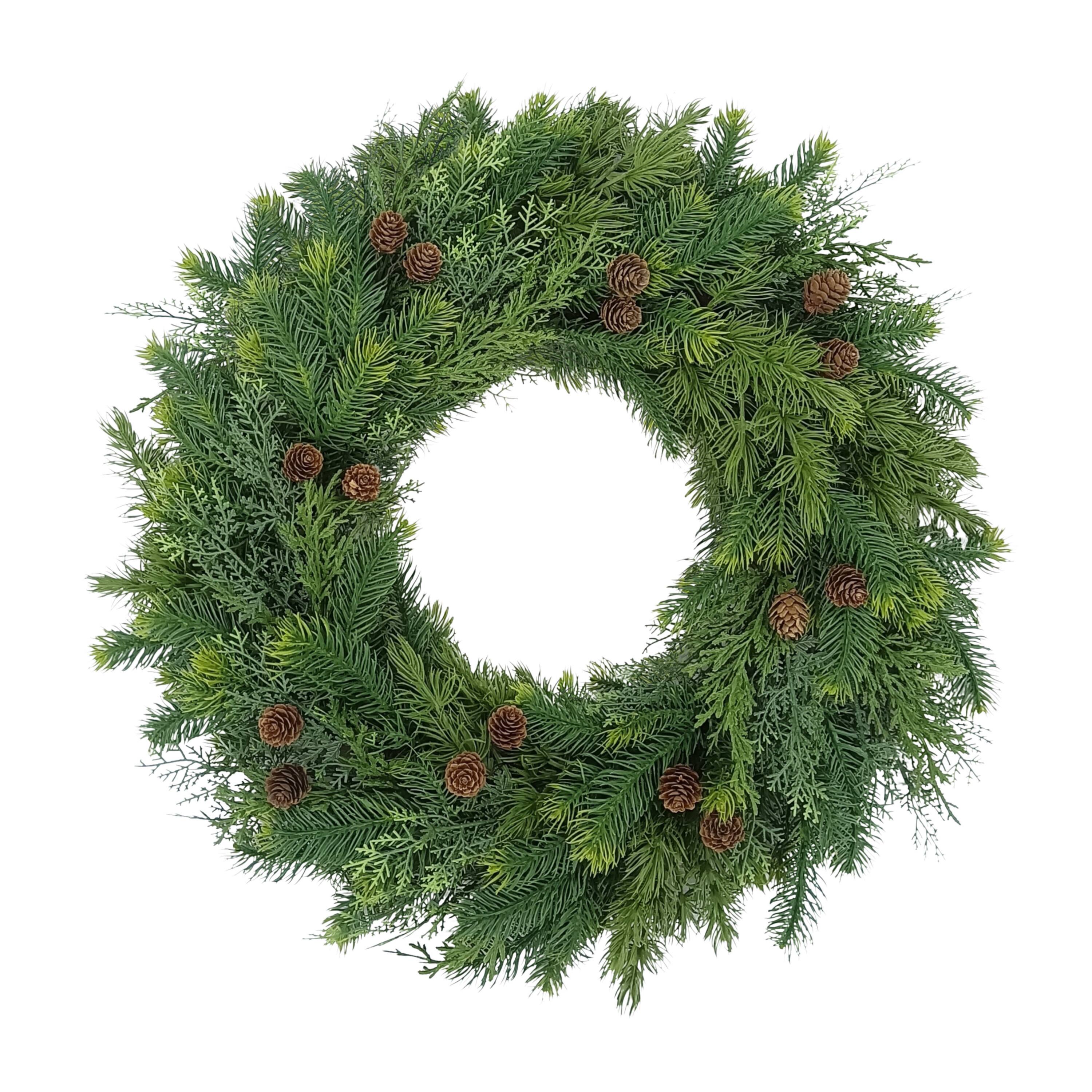 24" Soft Tipped Pinecones Adorned Artificial Christmas Wreath