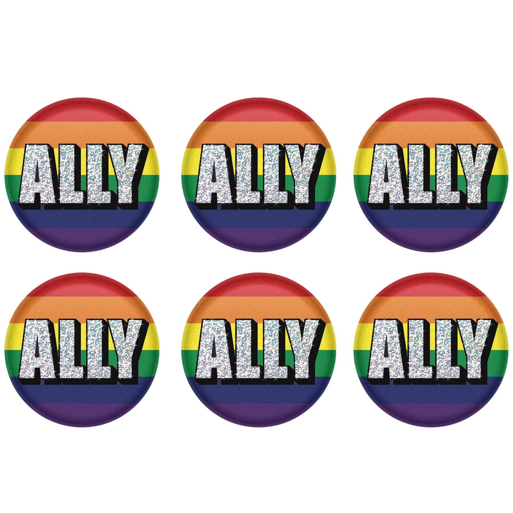 Beistle 2" Pride Ally Buttons, 6ct.