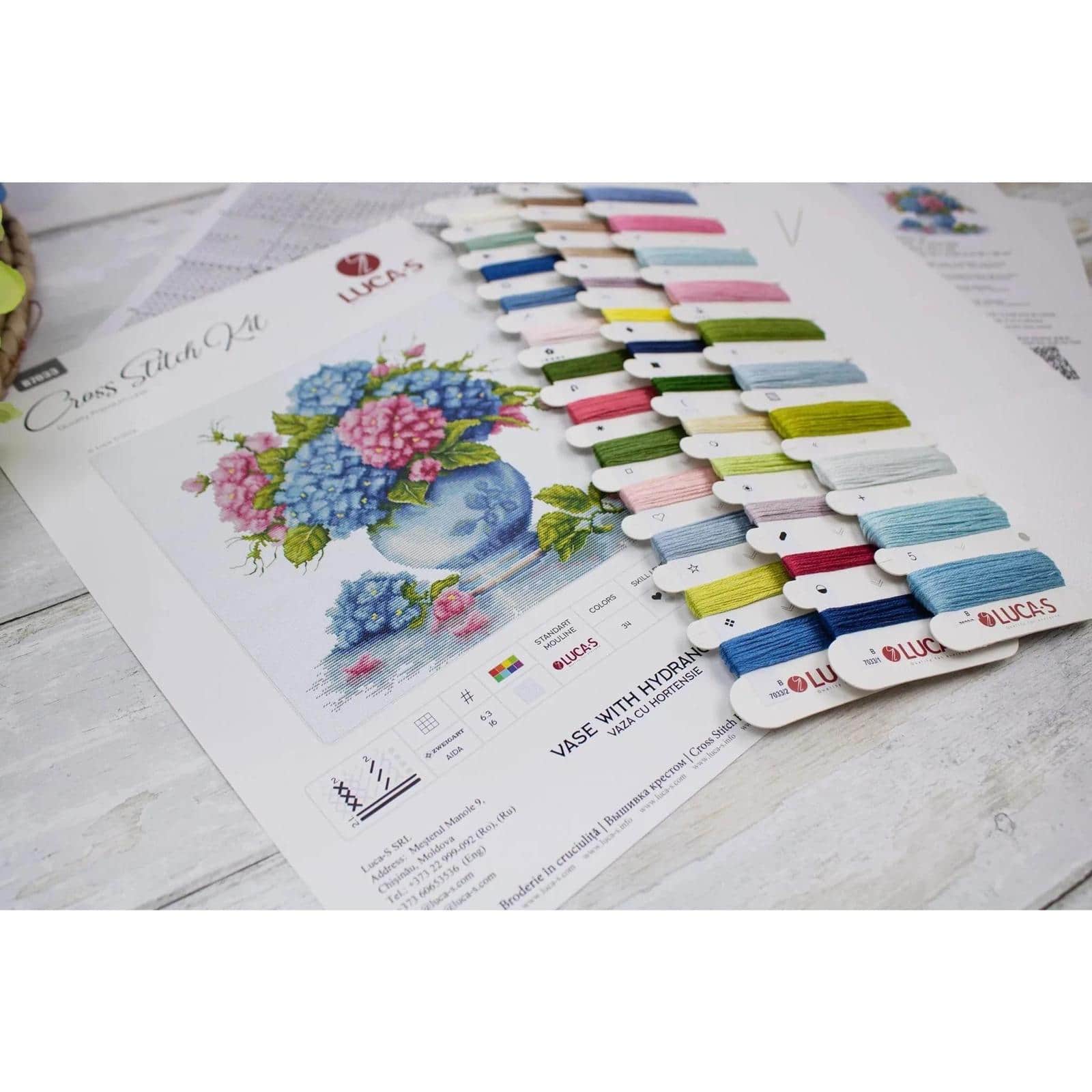 Luca-S Vase with Hydrangea Counted Cross Stitch Kit