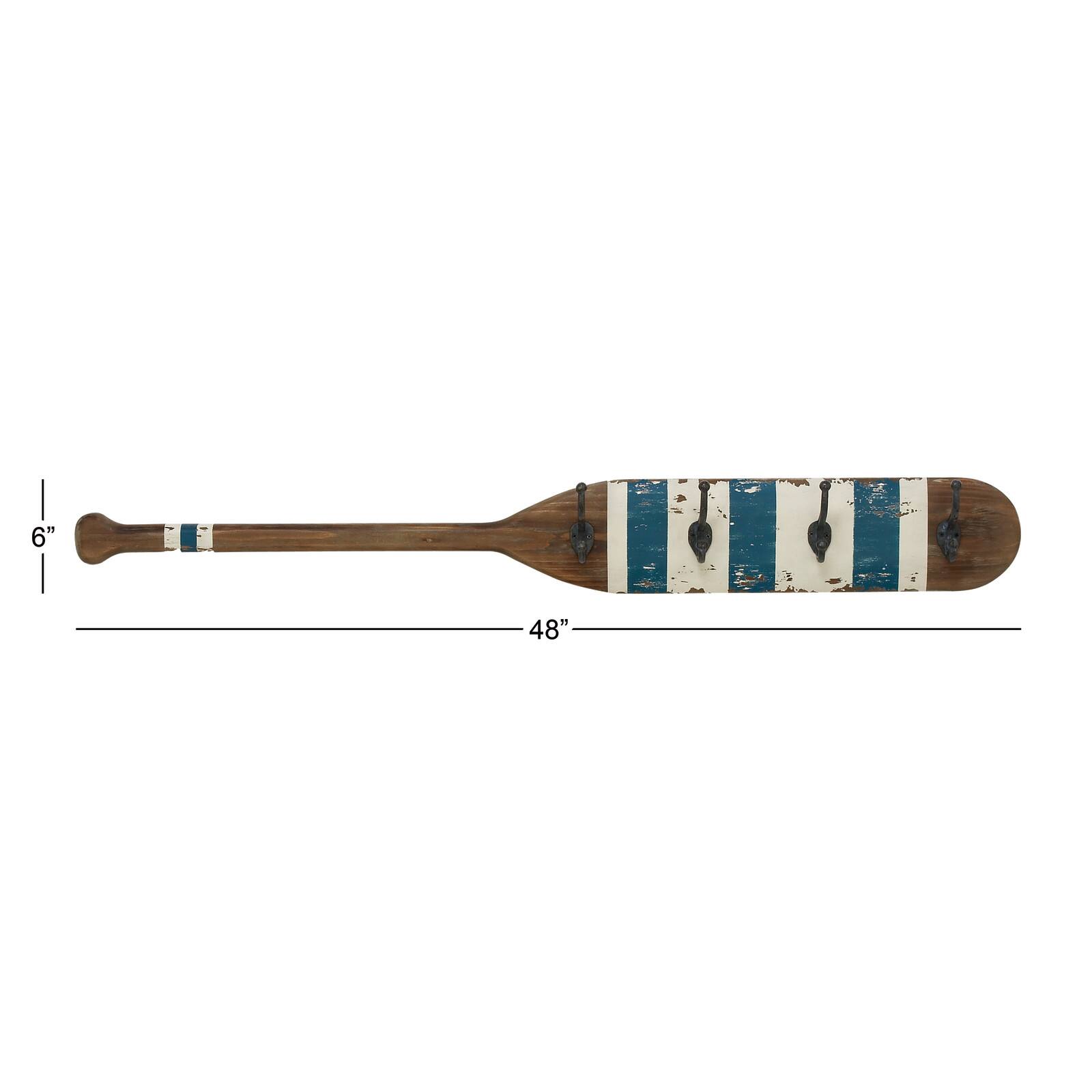 48" Brown Wood Coastal Wall Hooks