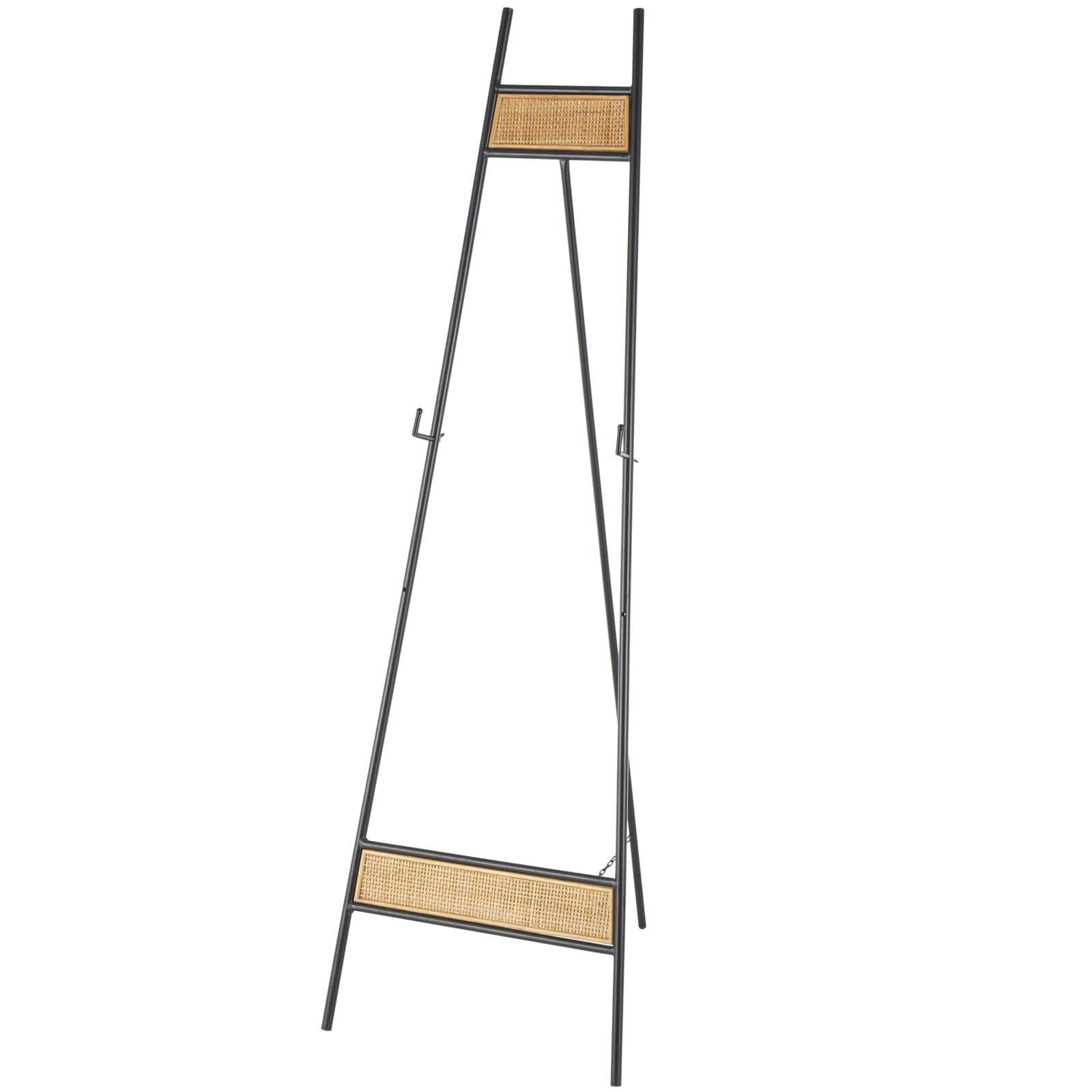 57.5" Black Metal Easel with Wood Accents
