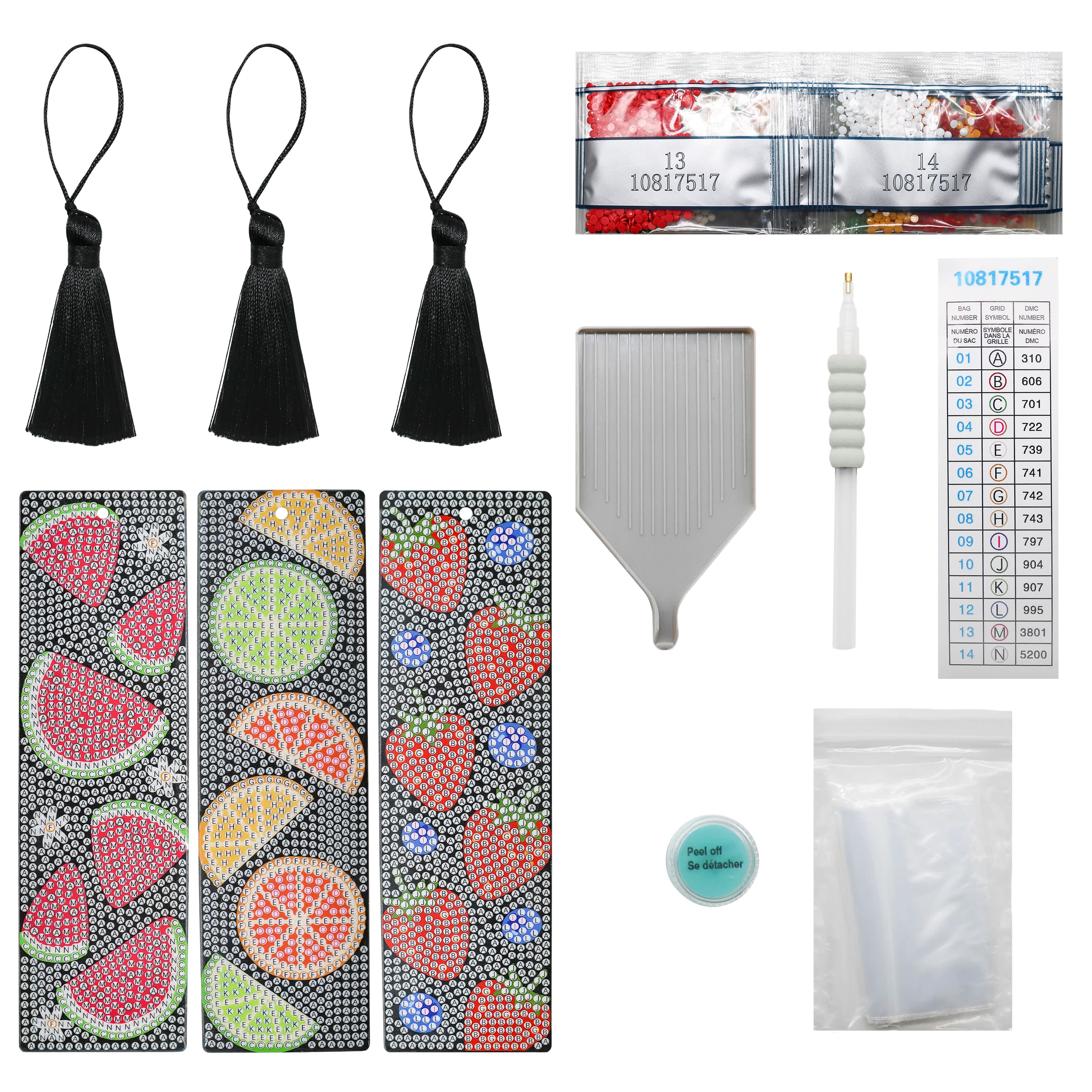 Fruit 3-Piece Diamond Art Bookmark Kit by Make Market®