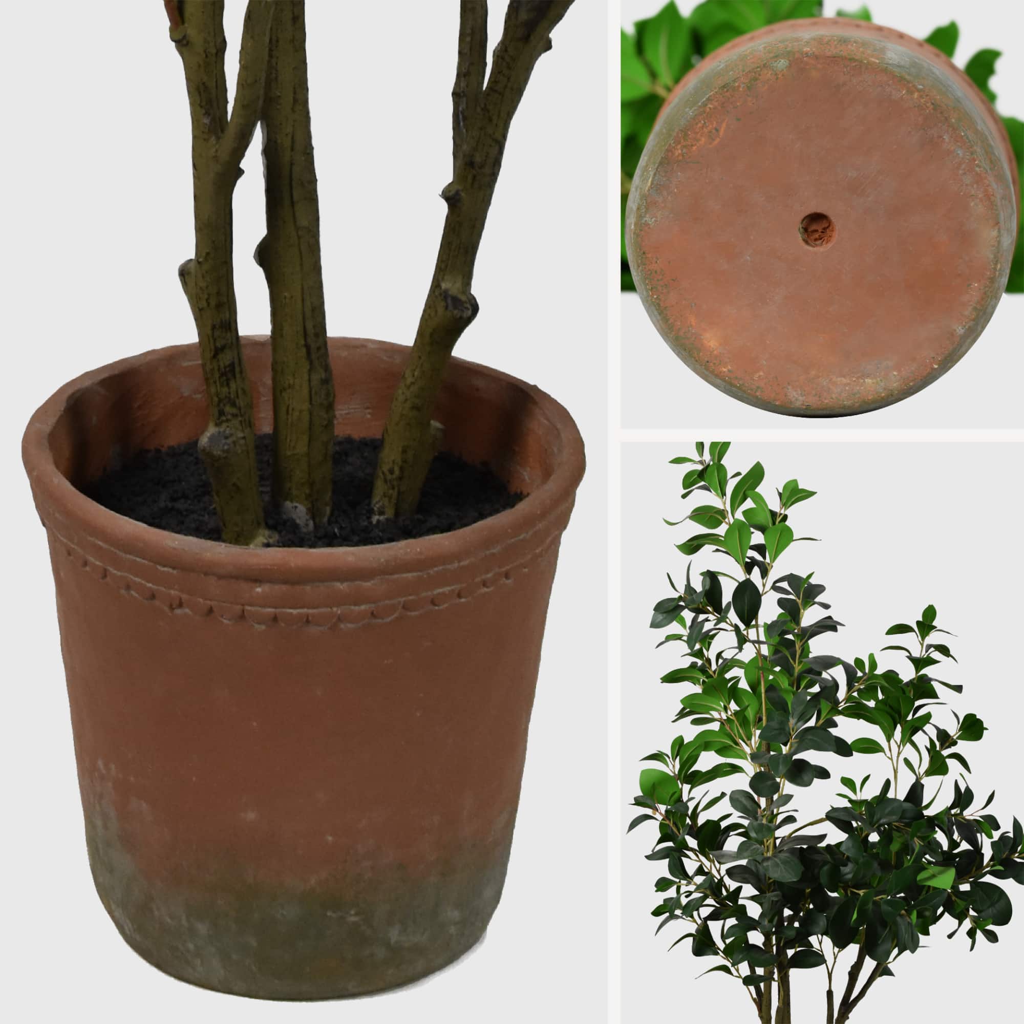 American Art Decor 5ft Artificial Pea Tree in Cement Pot Faux Plant
