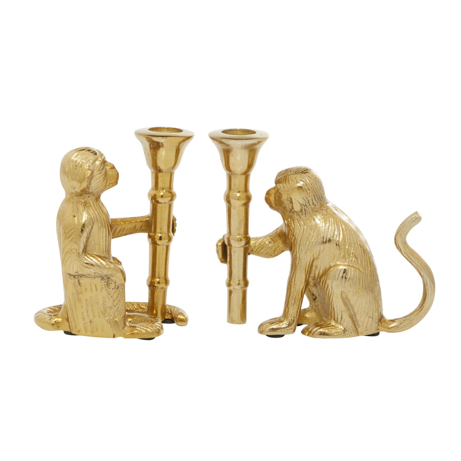 Set of 2 Gold Aluminum Glam Candle Holder, 3" x 5"