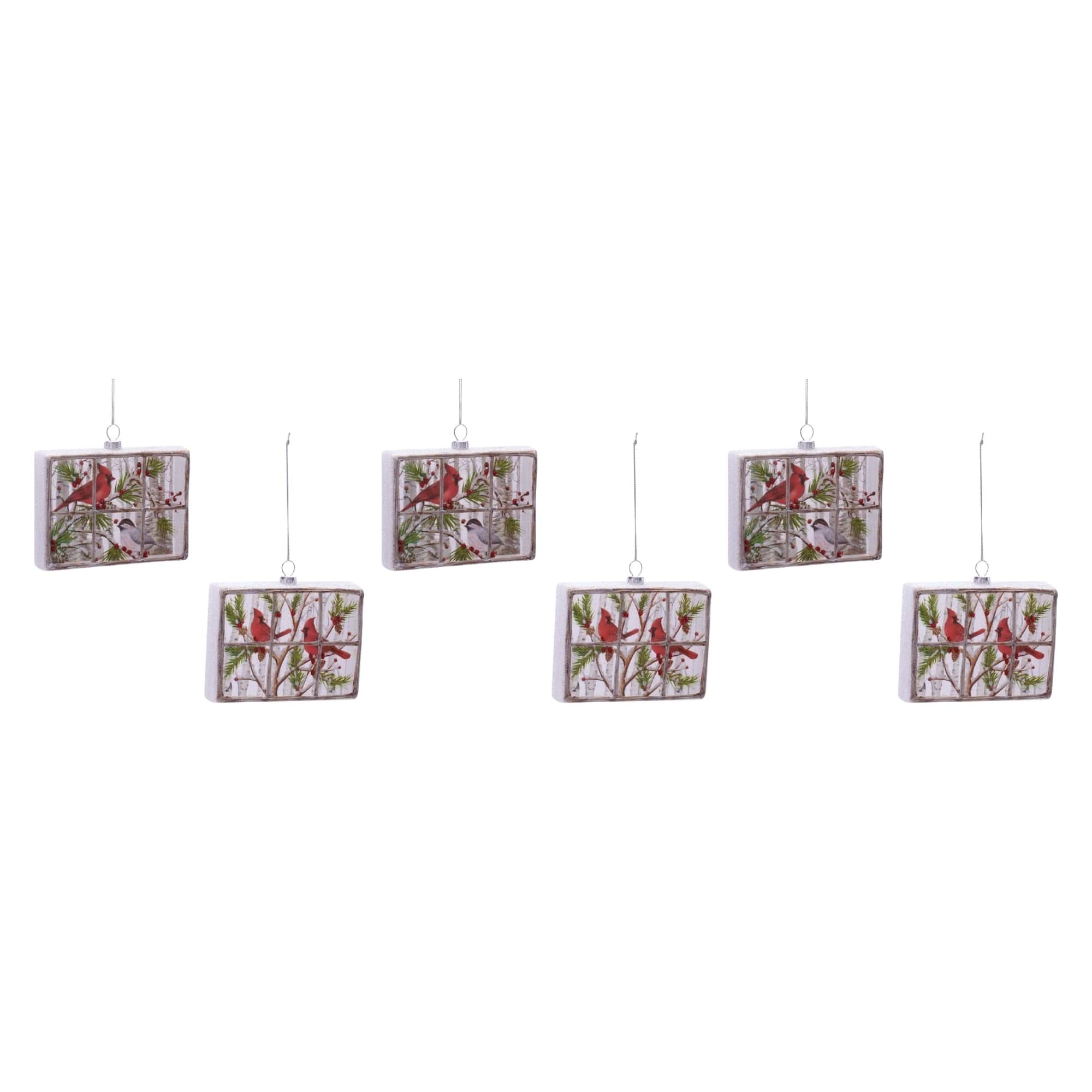 Melrose 4.75" Glass Cardinal Window Ornaments, 6ct.