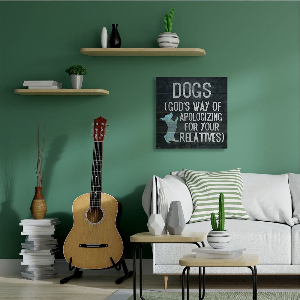 Stupell Industries Dogs are God's Apology Quote Spiritual Corgi Pet Phrase Canvas Wall Art