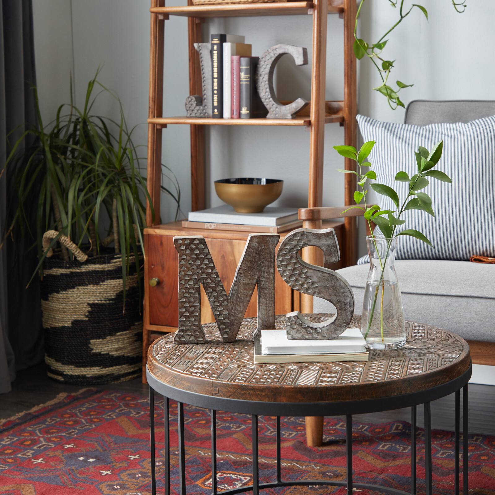 8" Brown Mango Wood Letter Set