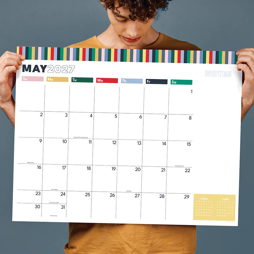 2027 Long Weekend Large Desk Pad Monthly Blotter Calendar