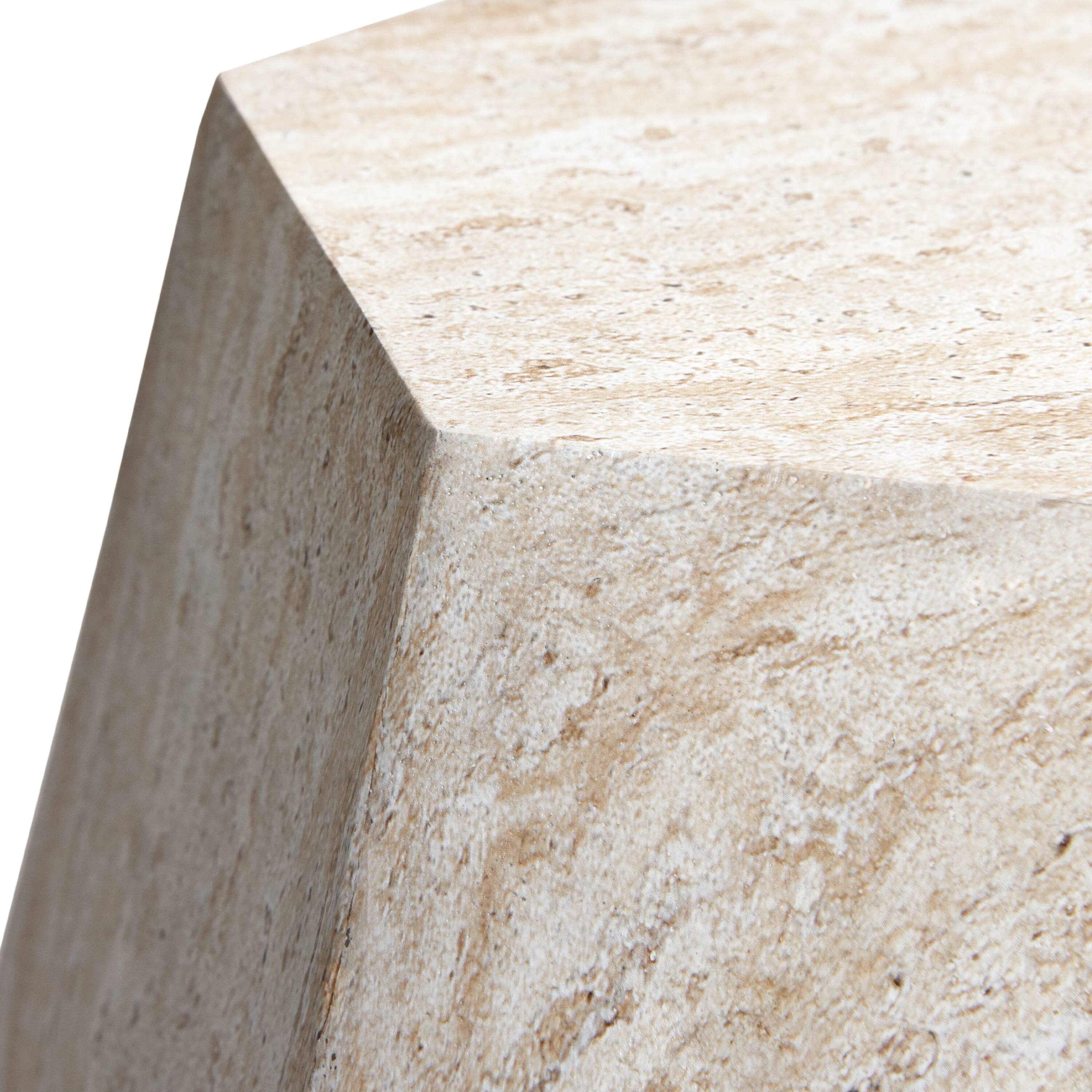 Empire Art Direct 20" Hexagonal Travertine Stone Finish MGO Side Accent Table