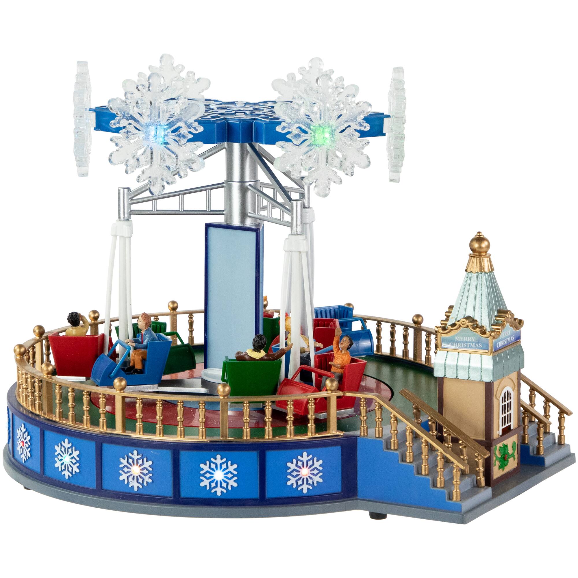 LED Lighted Animated and Musical Carnival Ride Christmas Village Display - 12"