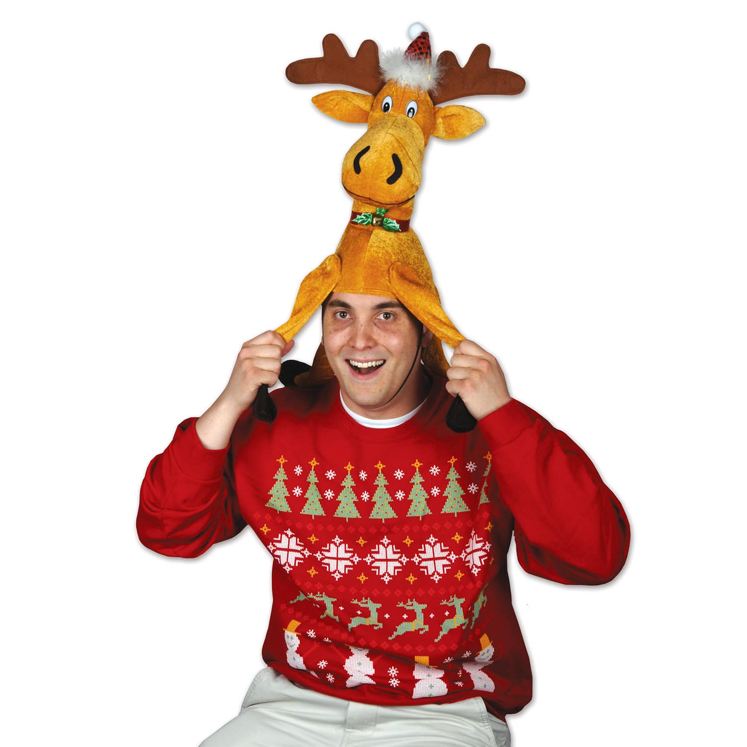 Beistle Adult Plush Christmas Moose Hat
