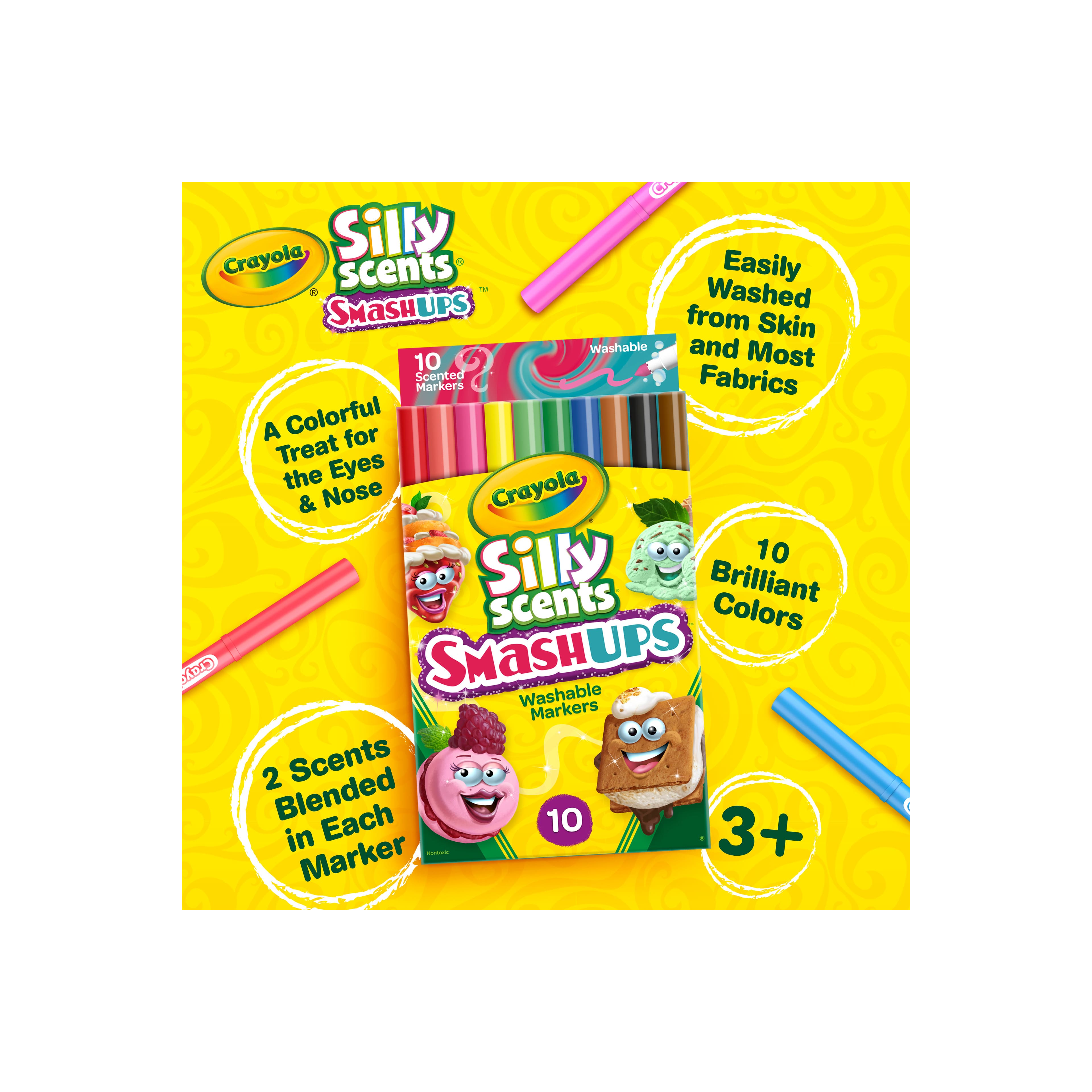12 Packs: 10 ct. (120 total) Crayola® Silly Scents™ SmashUps Markers