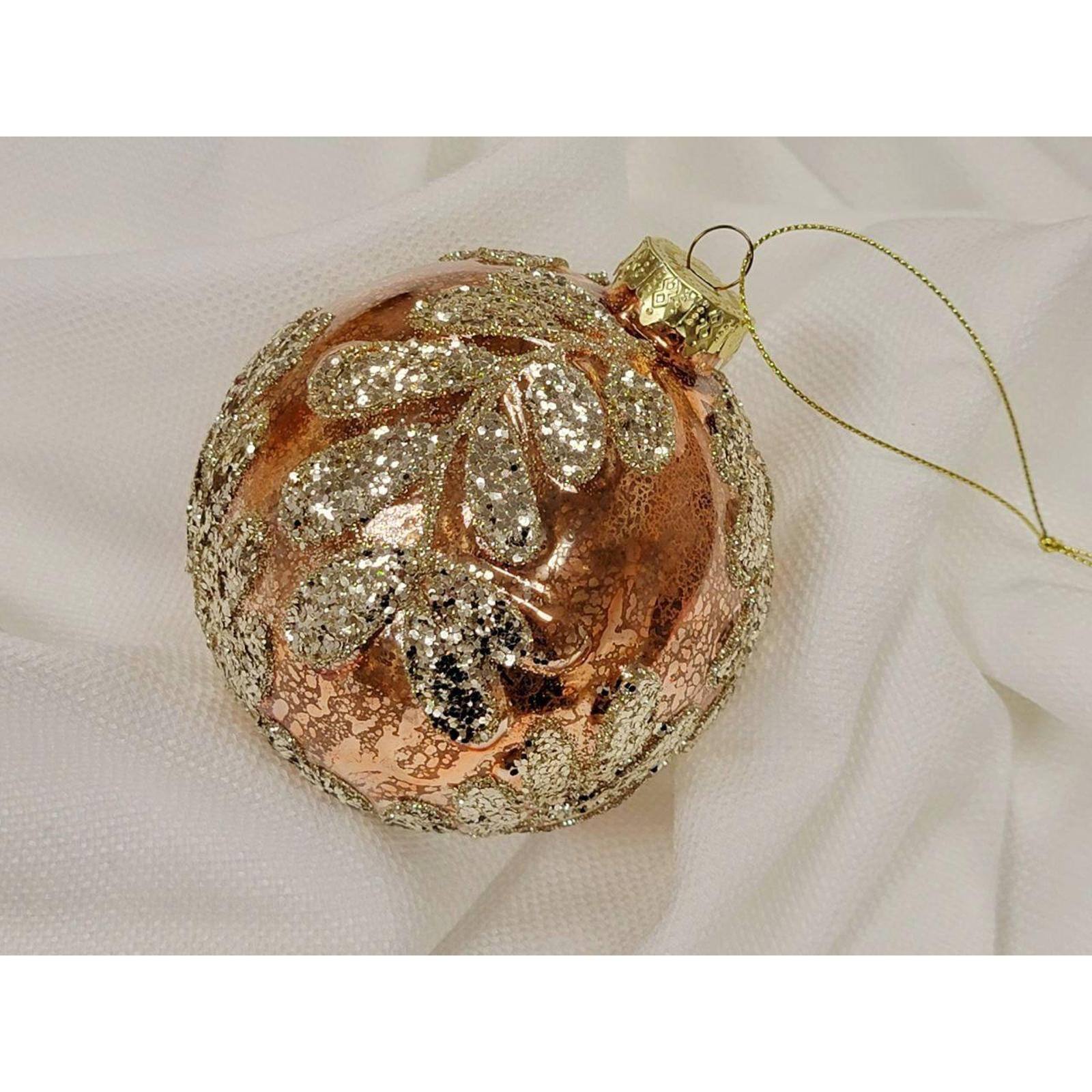 12" Copper Leaf Glass Ball Christmas Ornament