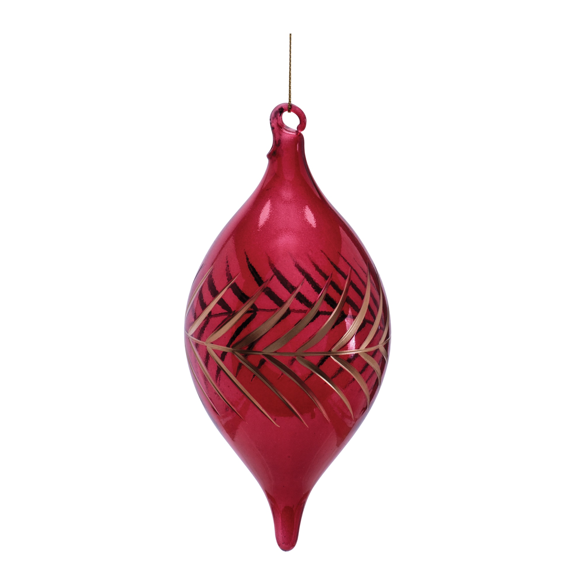 Melrose Red & Gold Ball & Finial Glass Ornaments Set