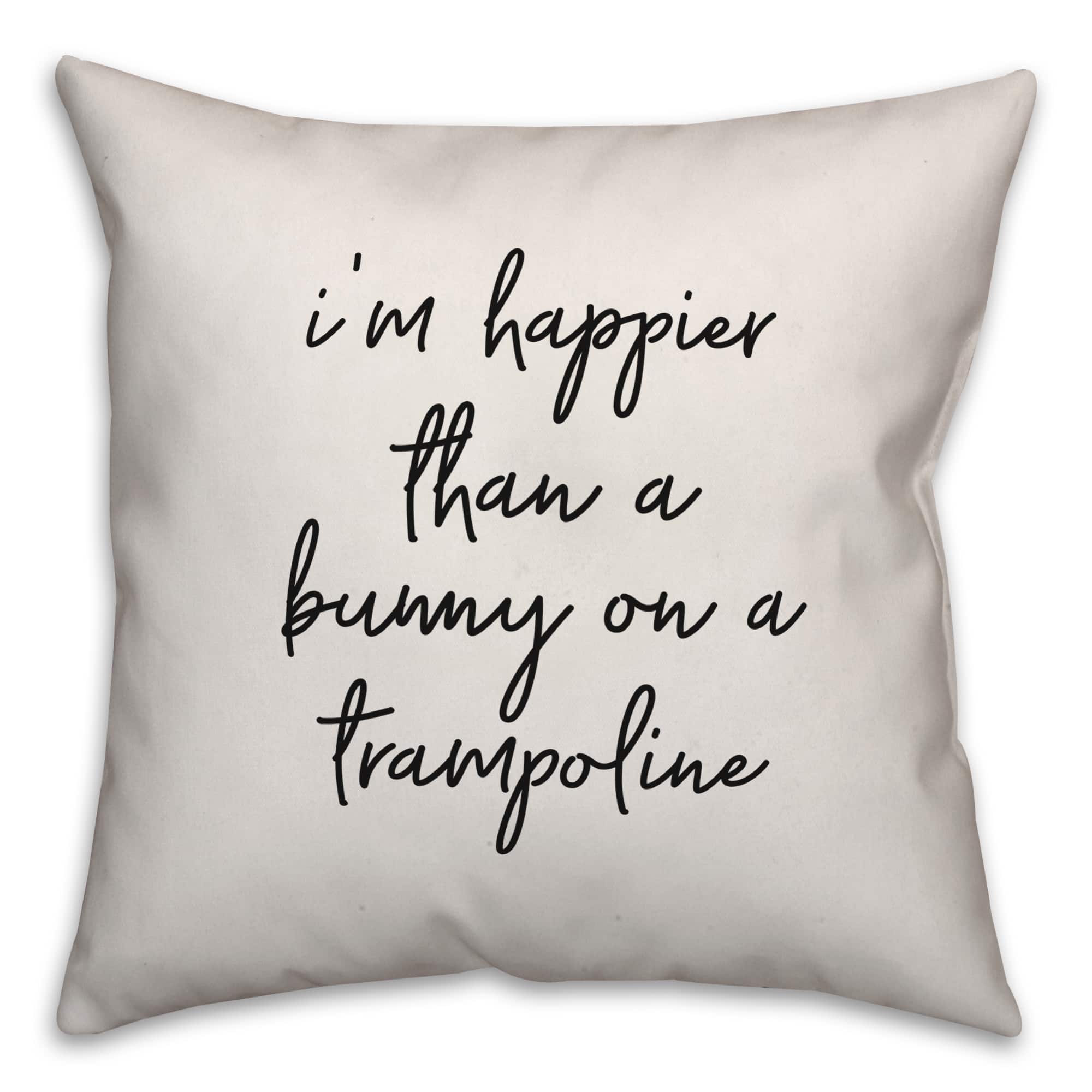 Bunny on Trampoline Reversible Throw Pillow