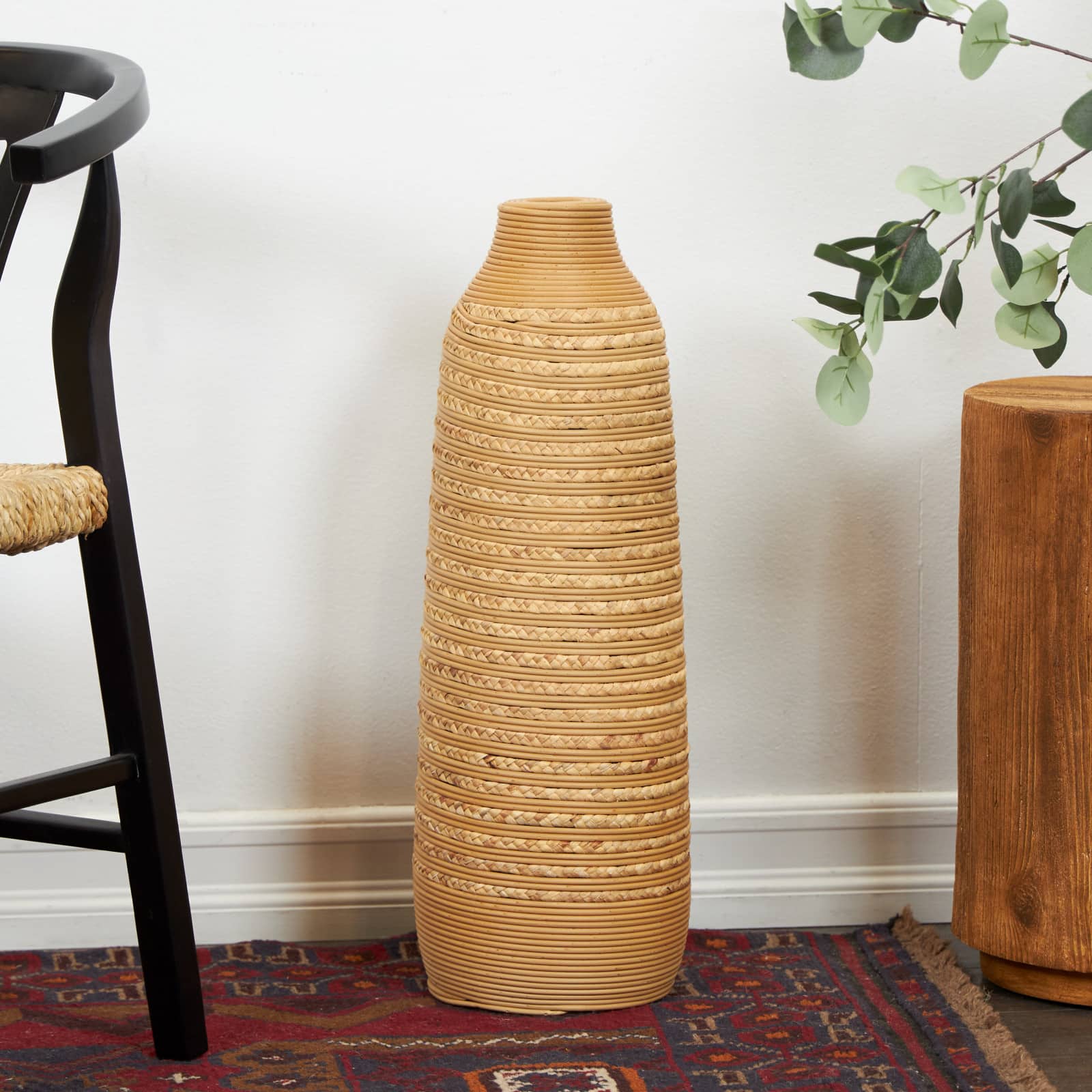24" Light Brown Seagrass Handmade Vase